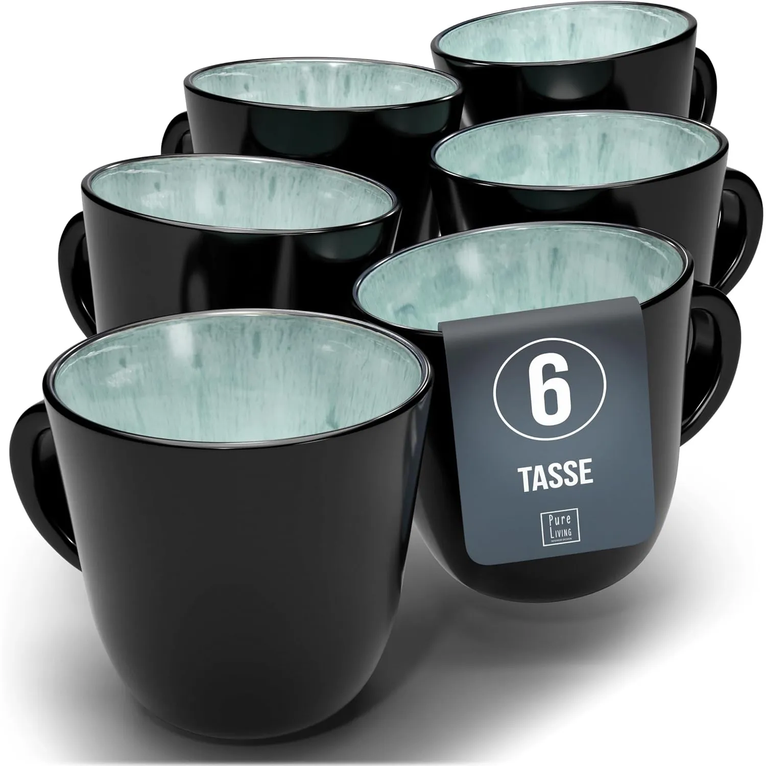 Steingut Kaffeetassen 6 Personen Ibiza TESTSIEGER, Traumhaftes Mediterranes Steingut Tassen Set, Stylisches Tee- und Ka…