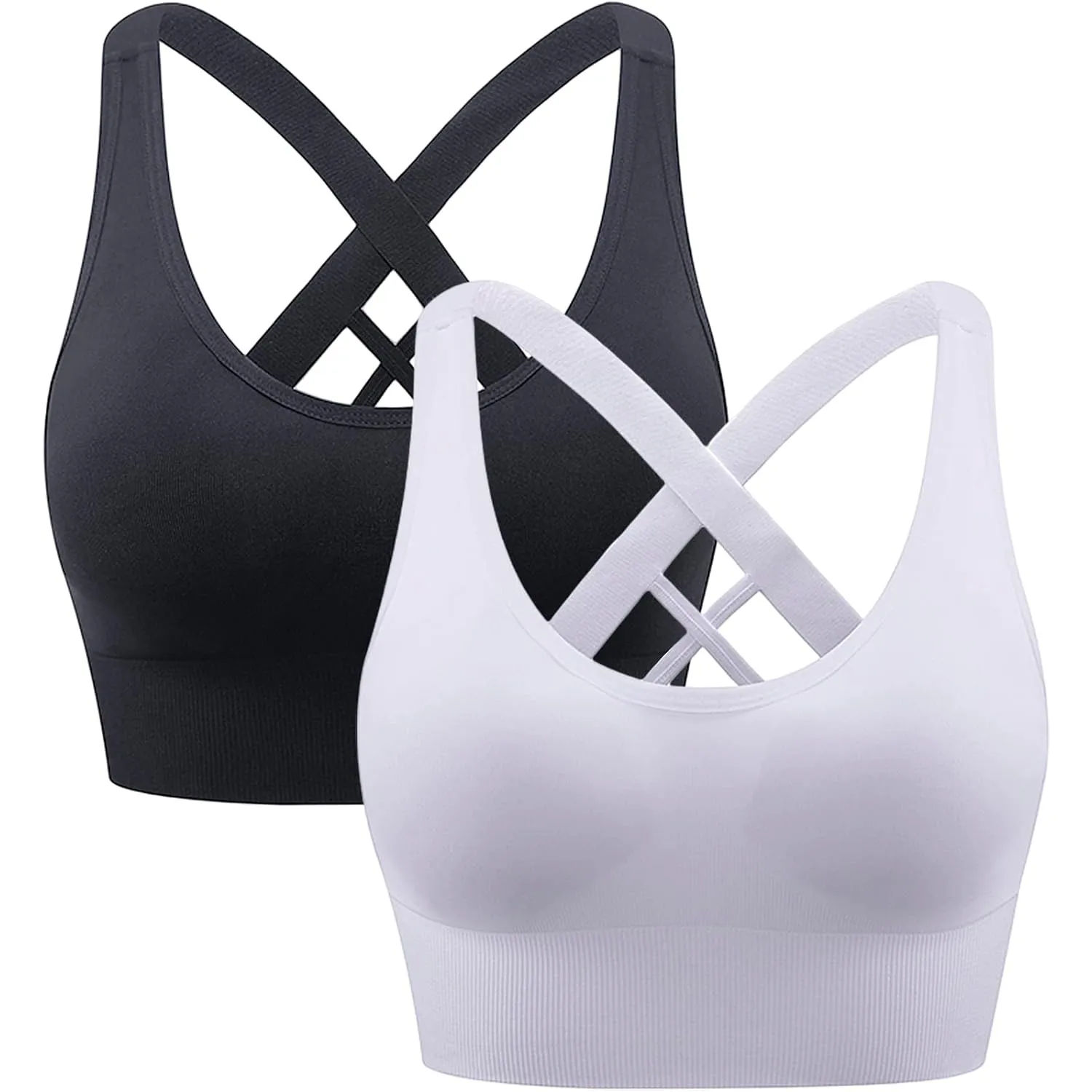 Damen Sport BH Starker Halt, Push-up Yoga BHS, ohne Bügel Sport Bra | Nahtloser Sport-Büstenhalter, Crossback Design, A…