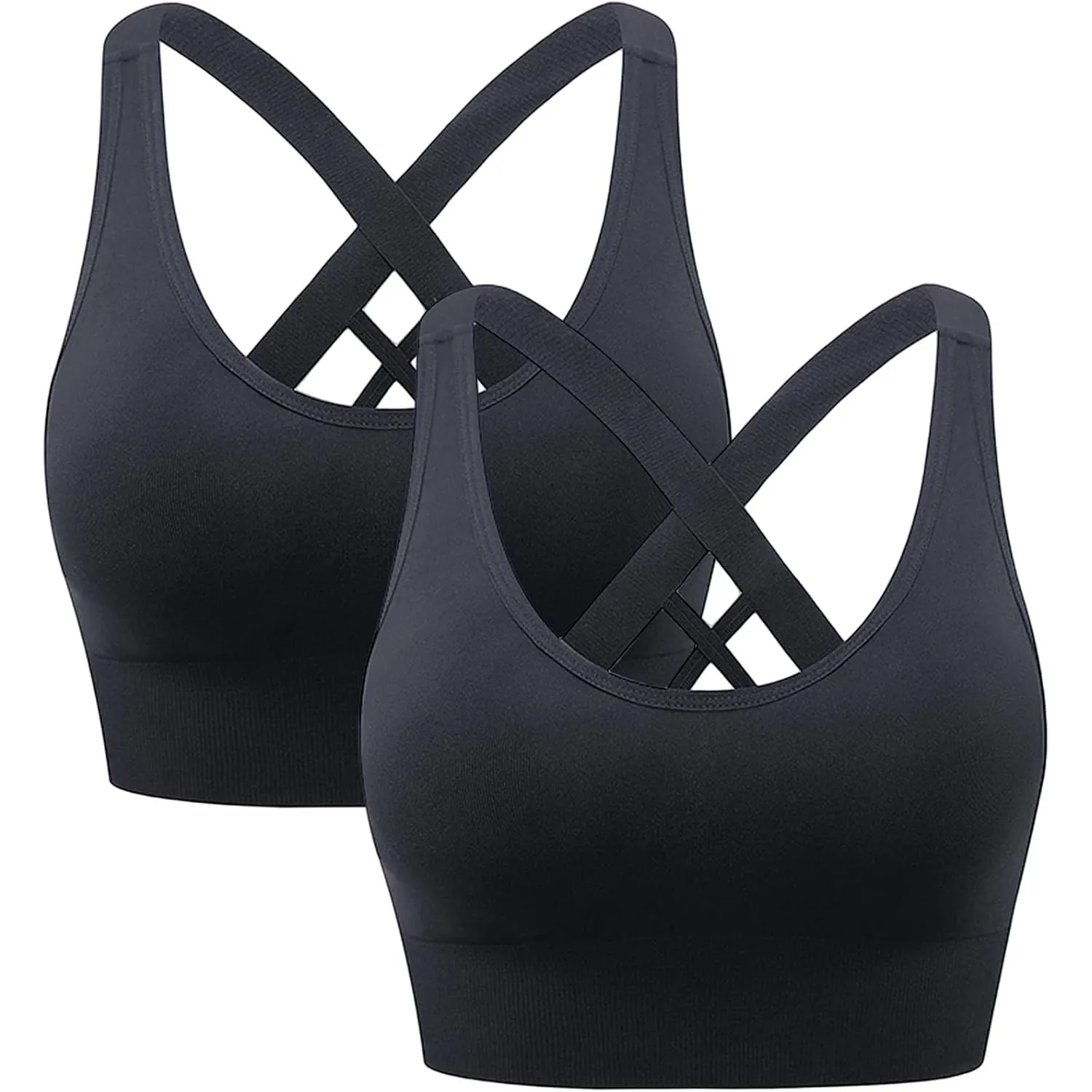 Damen Sport BH Starker Halt, Push-up Yoga BHS, ohne Bügel Sport Bra | Nahtloser Sport-Büstenhalter, Crossback Design, A…