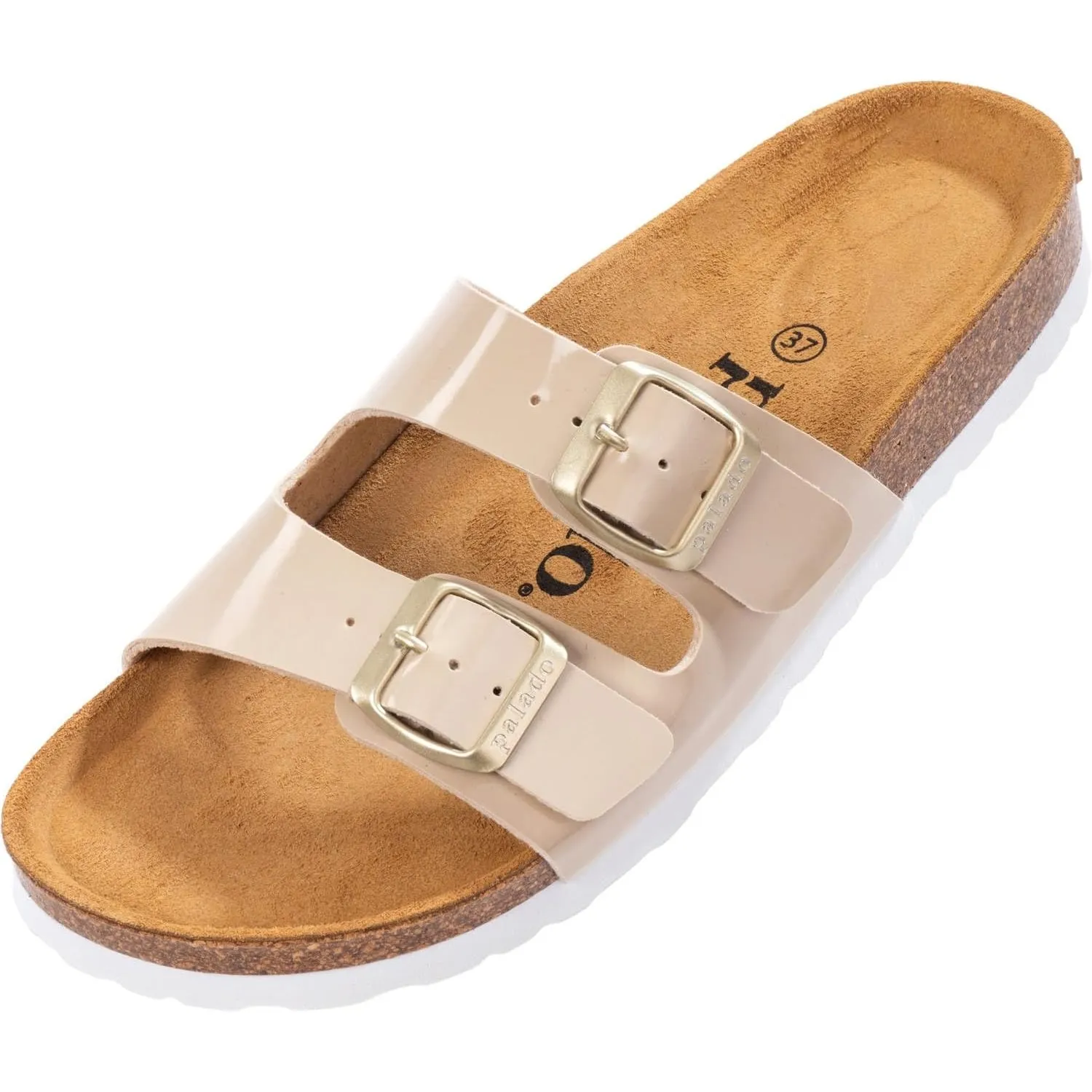 Palado Pantoletten Damen Milos Lack – elegante Sandalen Made in Spain - bequeme Hausschuhe mit Kork-Fußbett - modische …