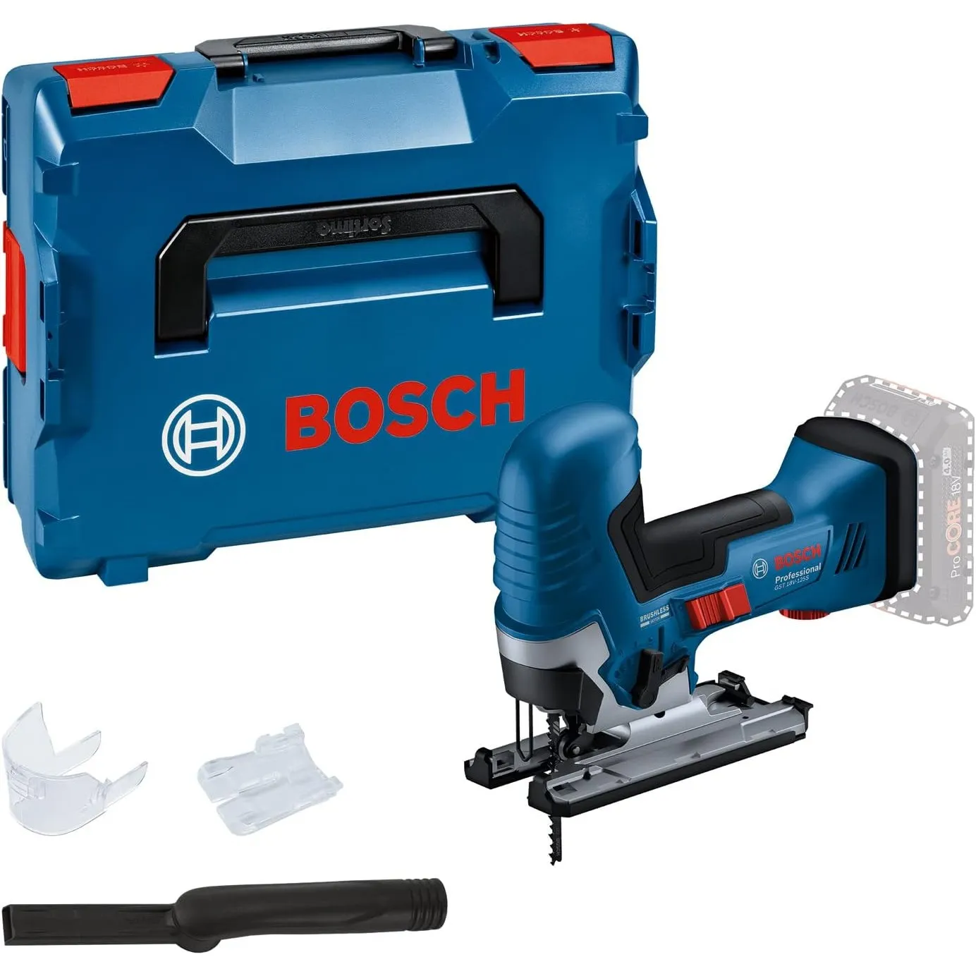 Bosch PRO 18V System Akku Stichsäge GST 18V-125 S (ideal für Kurven- und Abschnitte, SDS-Sägeblatthalter, inkl. 1x Stic…
