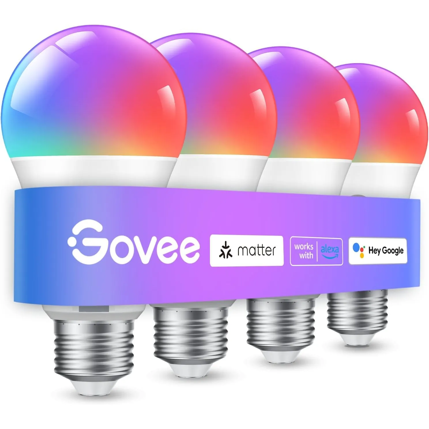 Govee Smart Glühbirne E27, WLAN LED Lampe RGBWW 800lm,dimmbare,4 Stück