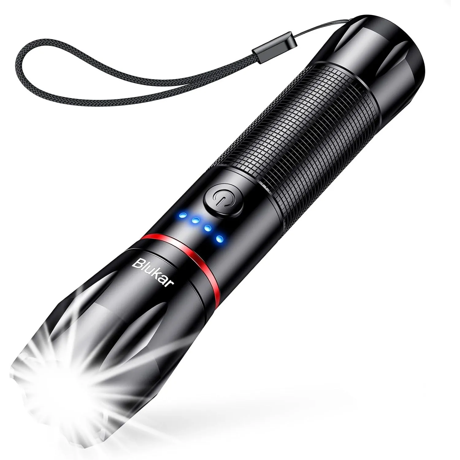 Blukar LED Taschenlampe Aufladbar, 2000L Extrem Helle Zoombares Torch
