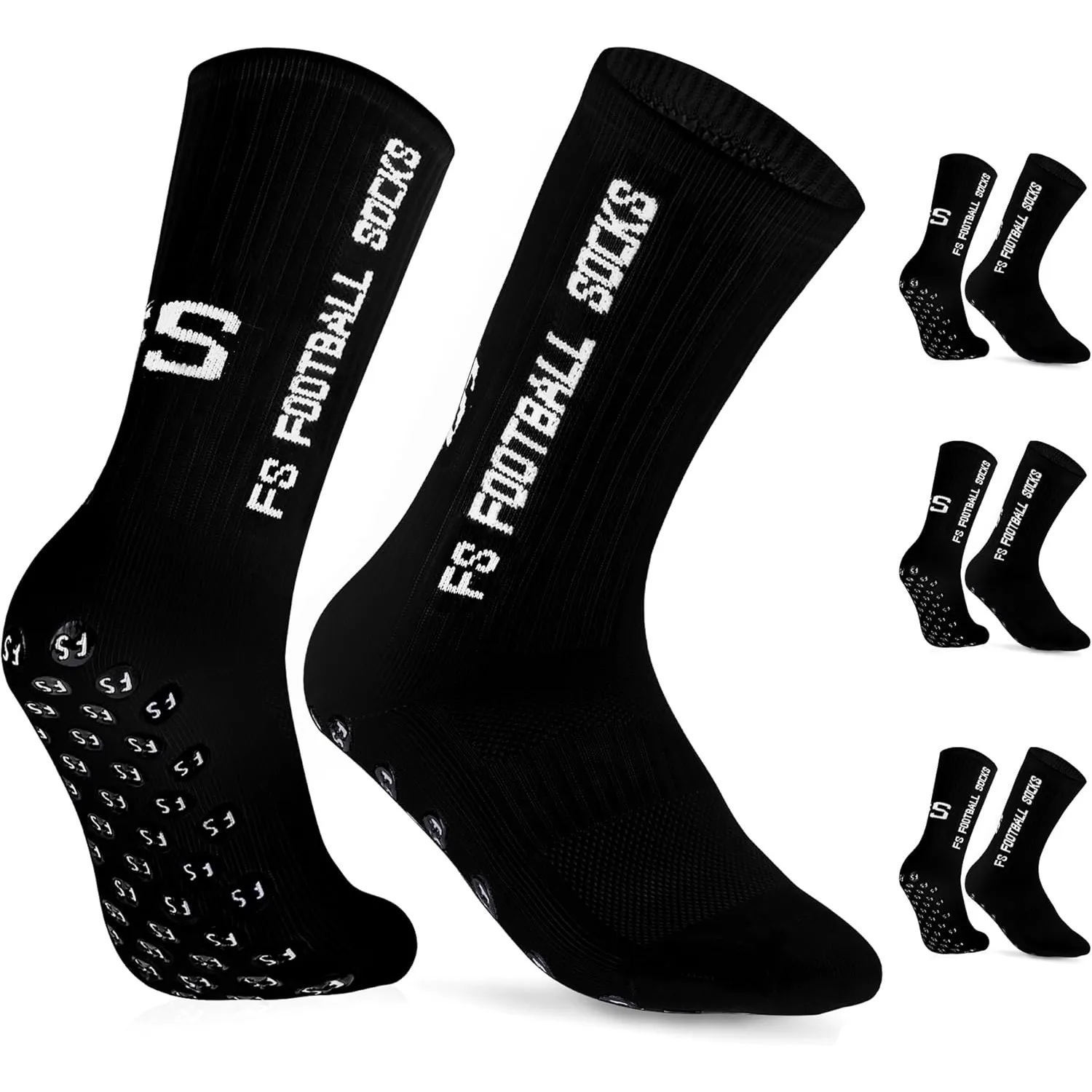 Fußballsocken 3 Paar Rutschfeste Fußball Socken, Größen 35-39 39-46, Fussball Socken für Herren & Damen, Kinder - Anti-…
