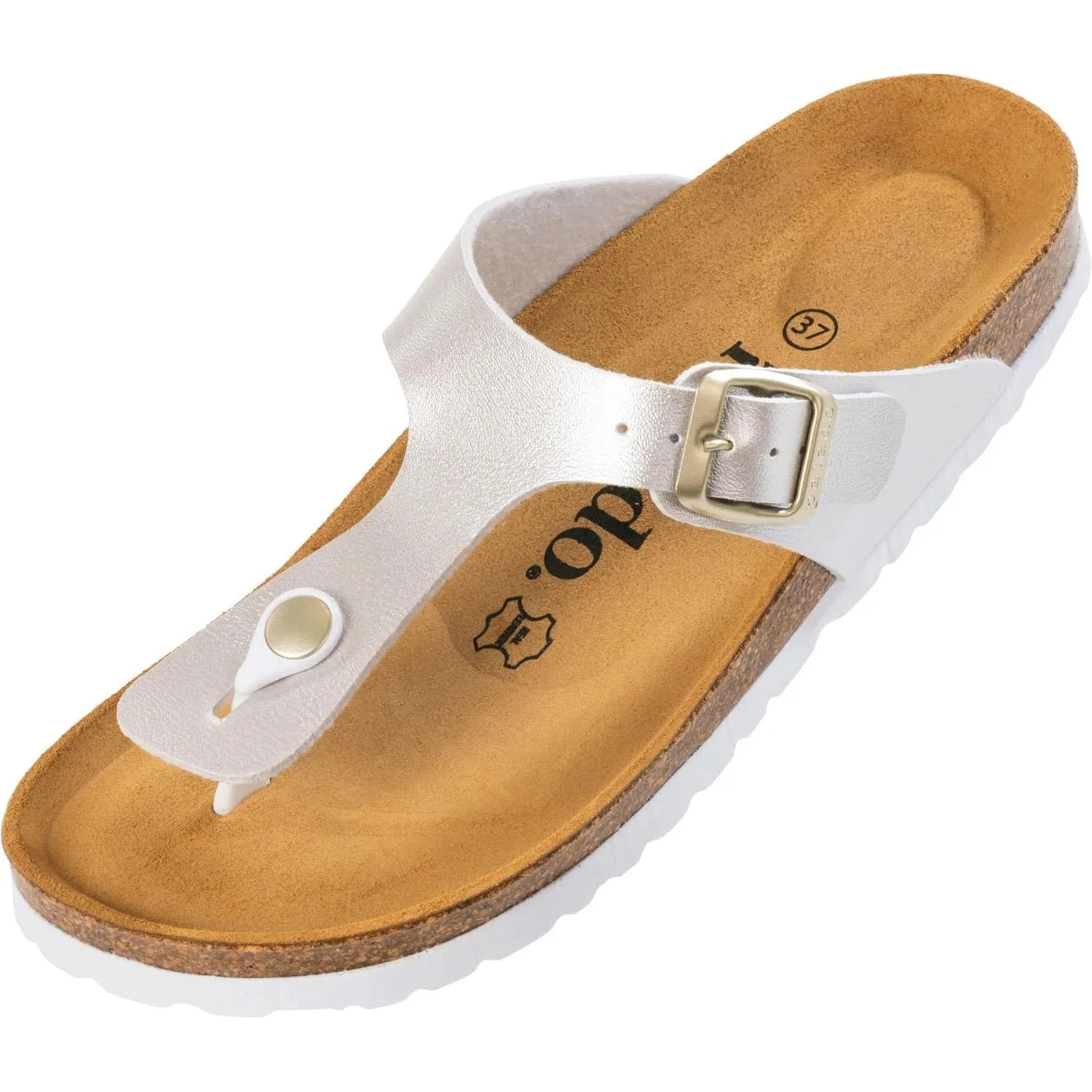 Palado Pantoletten Damen Kos - elegante Zehentrenner Made in Spain - bequeme Sandalen mit Kork-Fußbett - modische Somme…