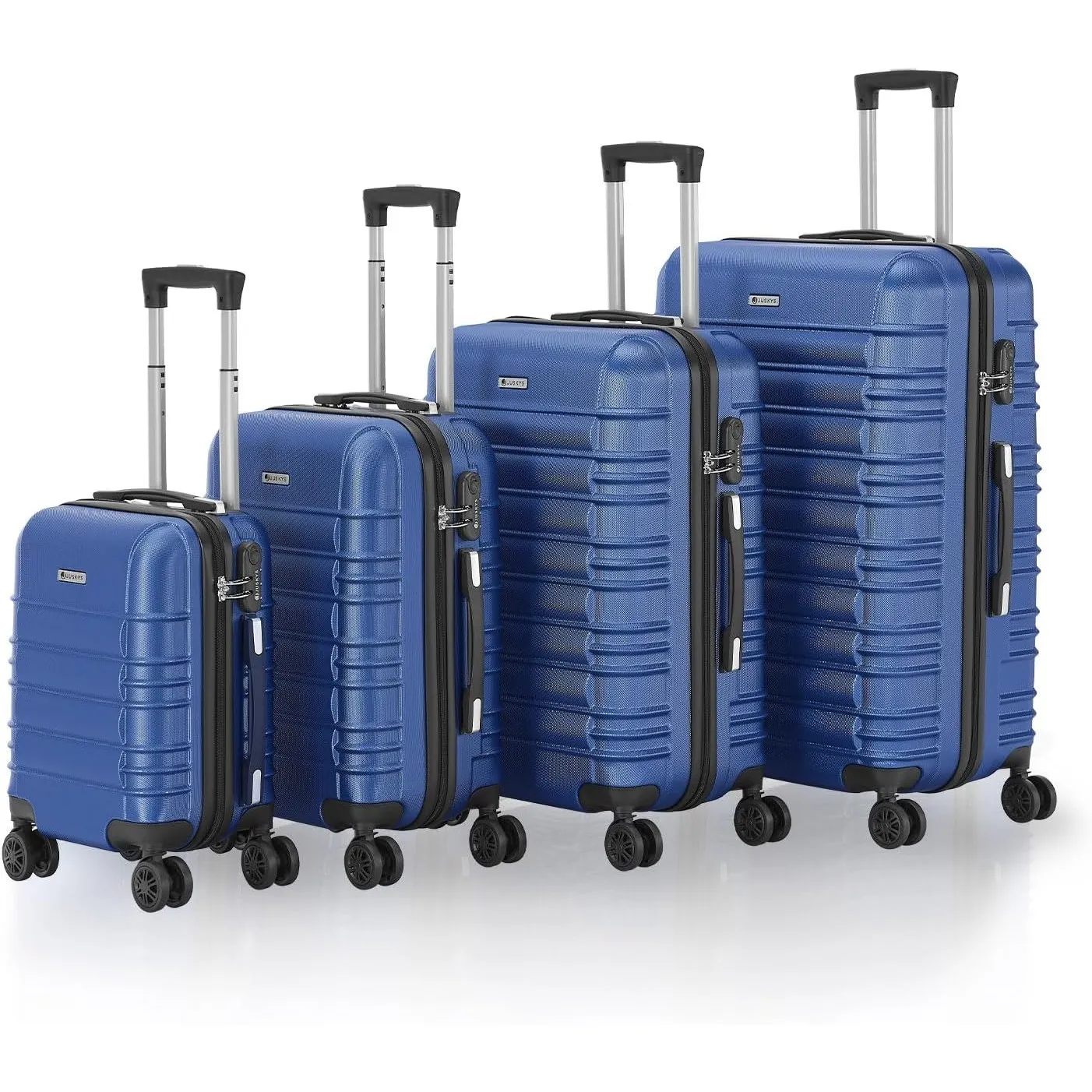 Juskys Kofferset Rom 4-teilig Hartschale Blau, 360° Rollen