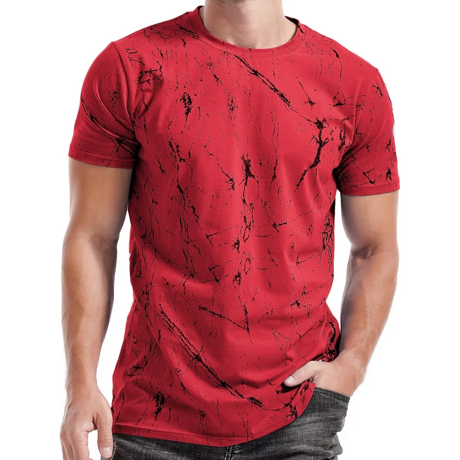 RONOMO Herren T-Shirt 95% Baumwolle 5% Spandex, Mikroelastik, Hautfreundlich