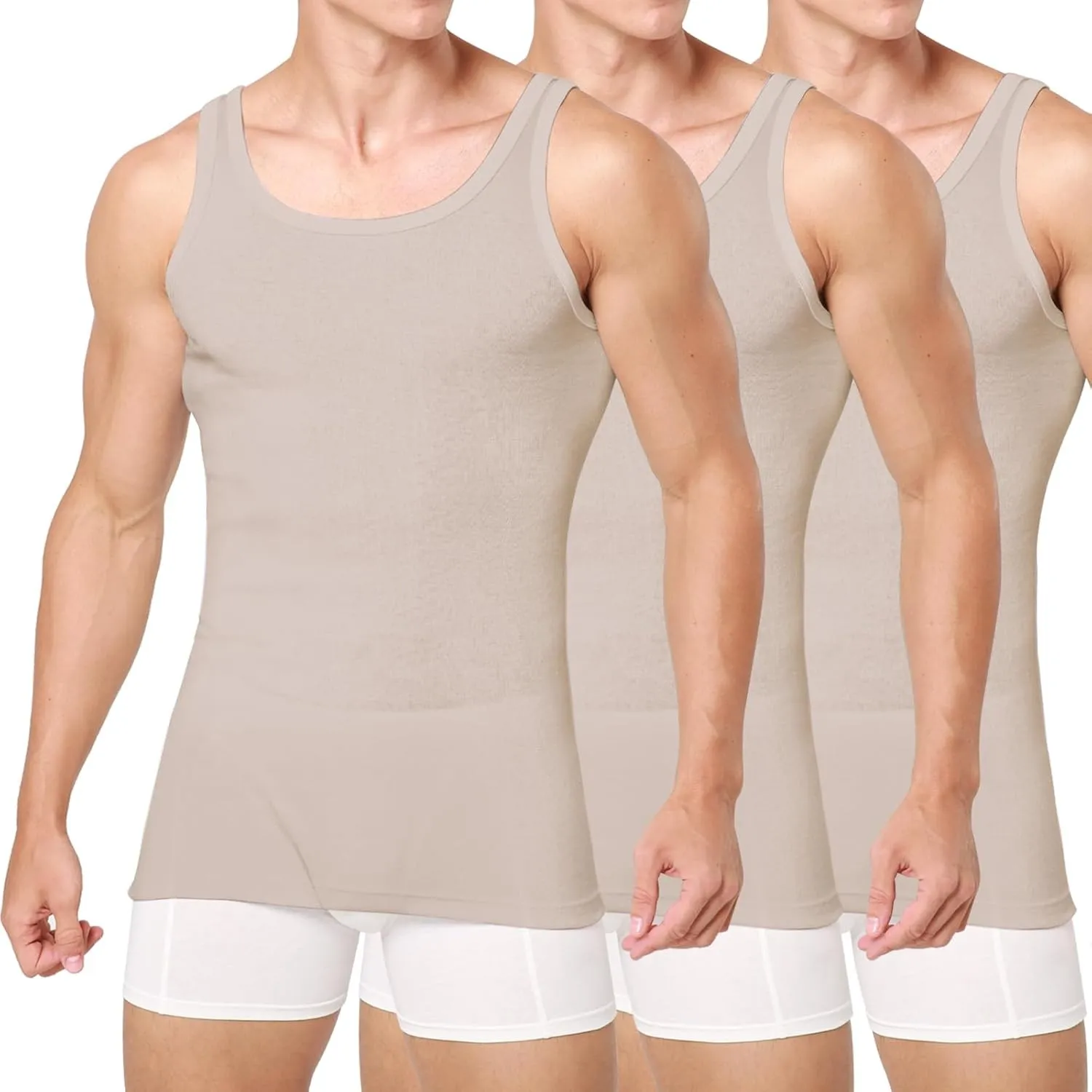 Unterhemd Herren 3/5er Pack Tank Top Baumwolle Männer Schwarz Weiss Mehrfarbig
