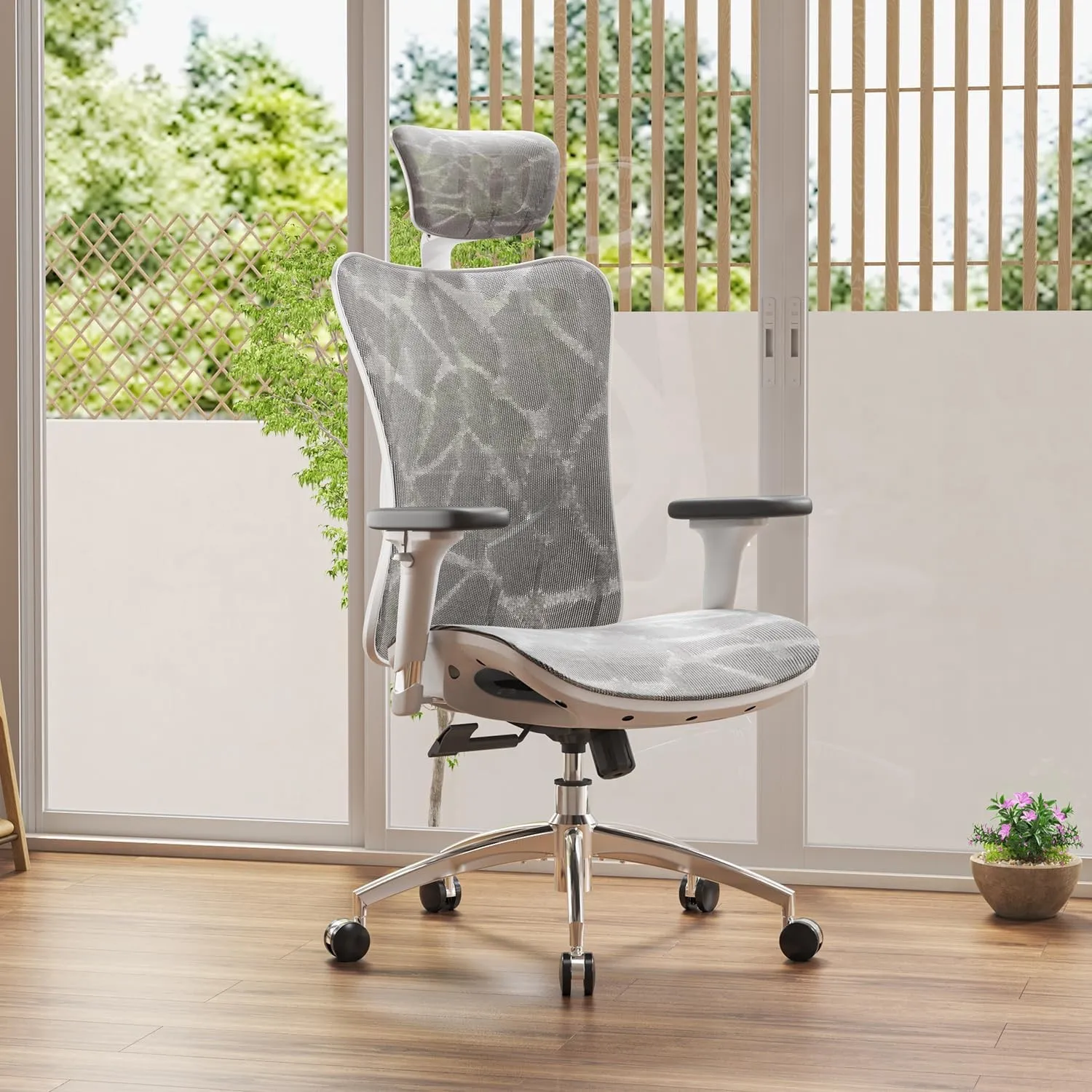 SIHOO M57 Ergonomischer Bürostuhl mit 3-Wege-Armlehnen, Lendenwirbelstütze und Verstellbarer Kopfstütze Hohe Rückenlehn…