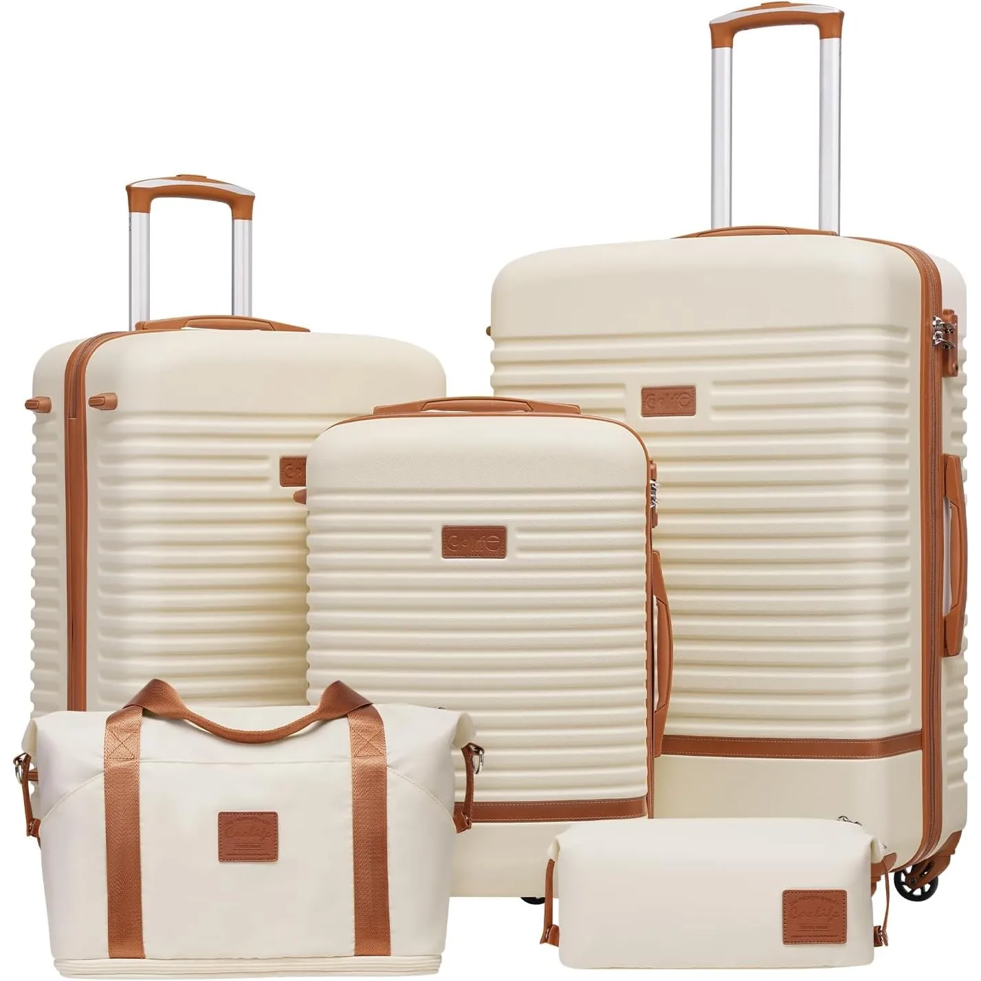 COOLIFE Koffer Set 5tlg, 20"+24"+28" Koffer mit Reisetasche & Kulturbeutel