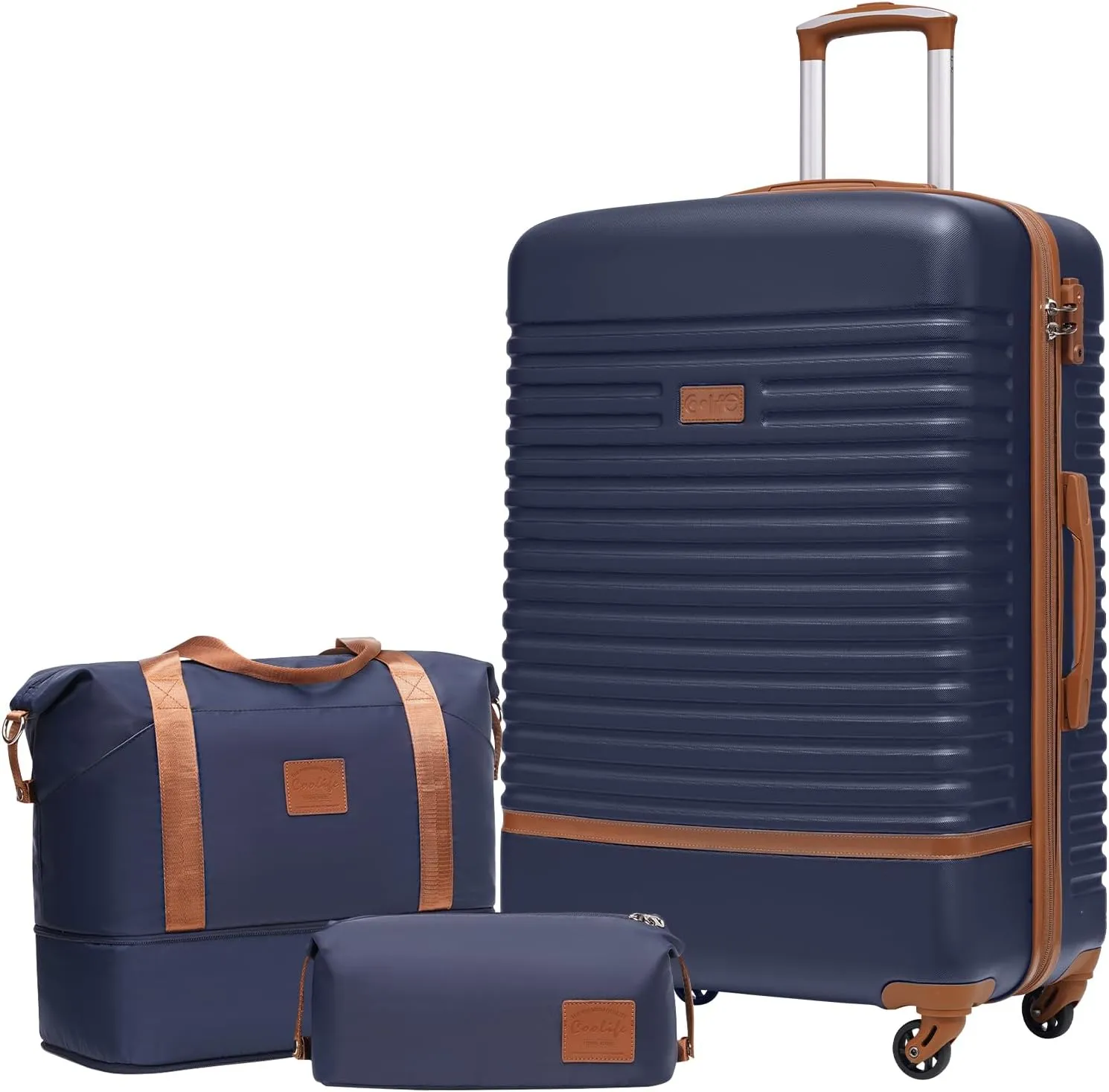 COOLIFE Koffer Set 3-TLG: Koffer Groß + Reisetasche | ABS Hartschale Leicht, 360° Räder & TSA-Schlösser Für Europa, Kre…