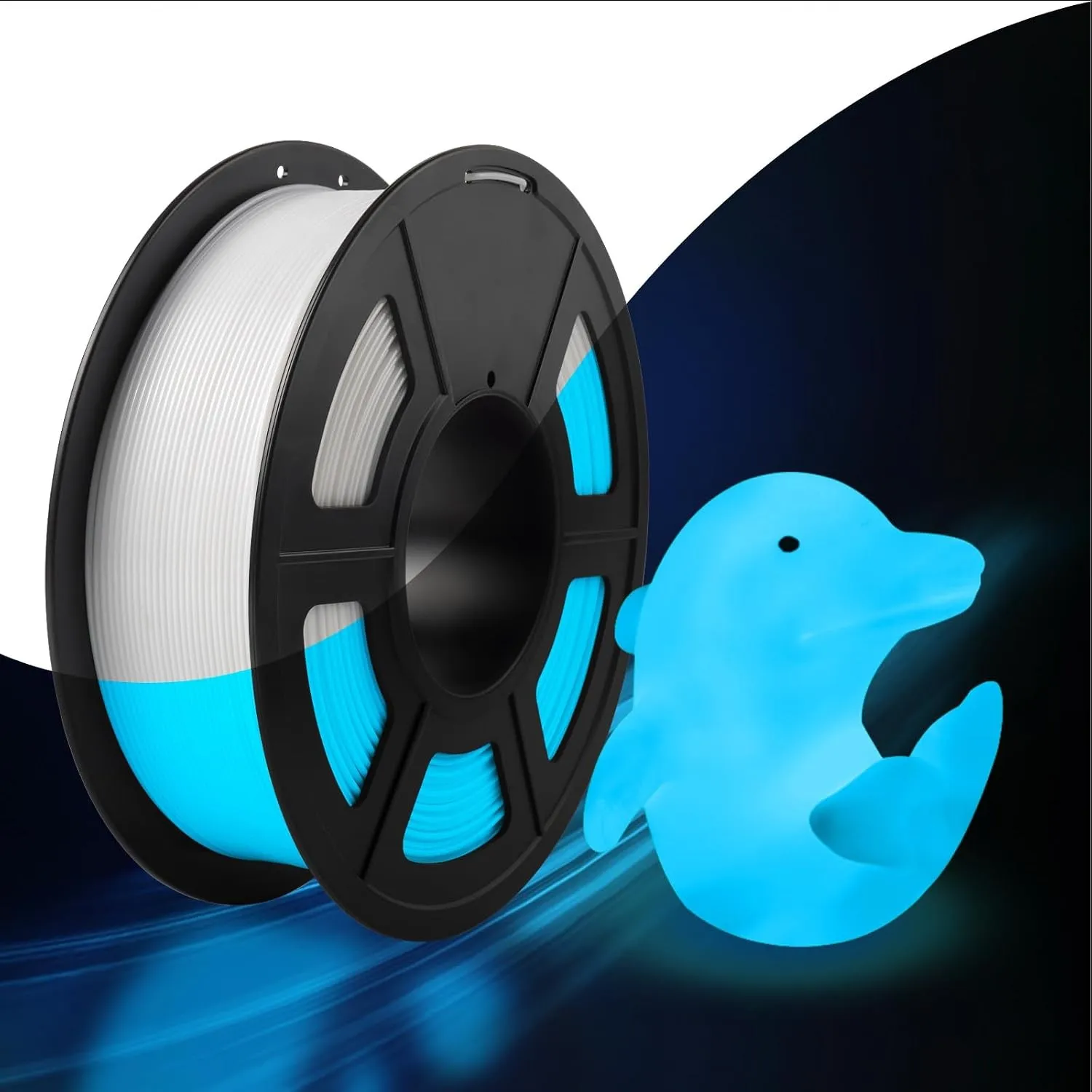 SUNLU PLA Glow in The Dark Filament 1.75 mm 1KG Weiß to Leuchtend Blau