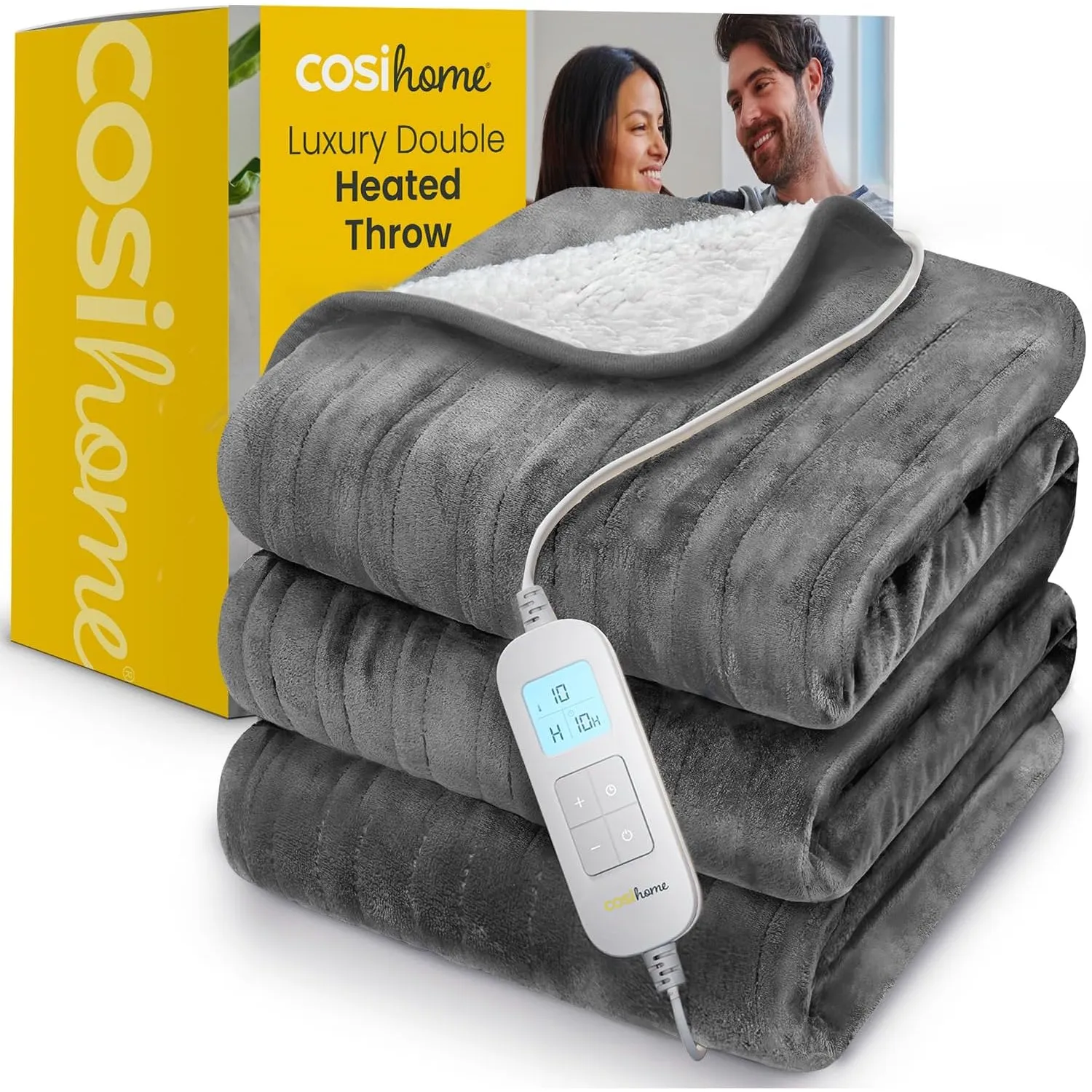Cosi Home Heizdecke mit Abschaltautomatik 200x150 cm, Wärmedecke, Grau