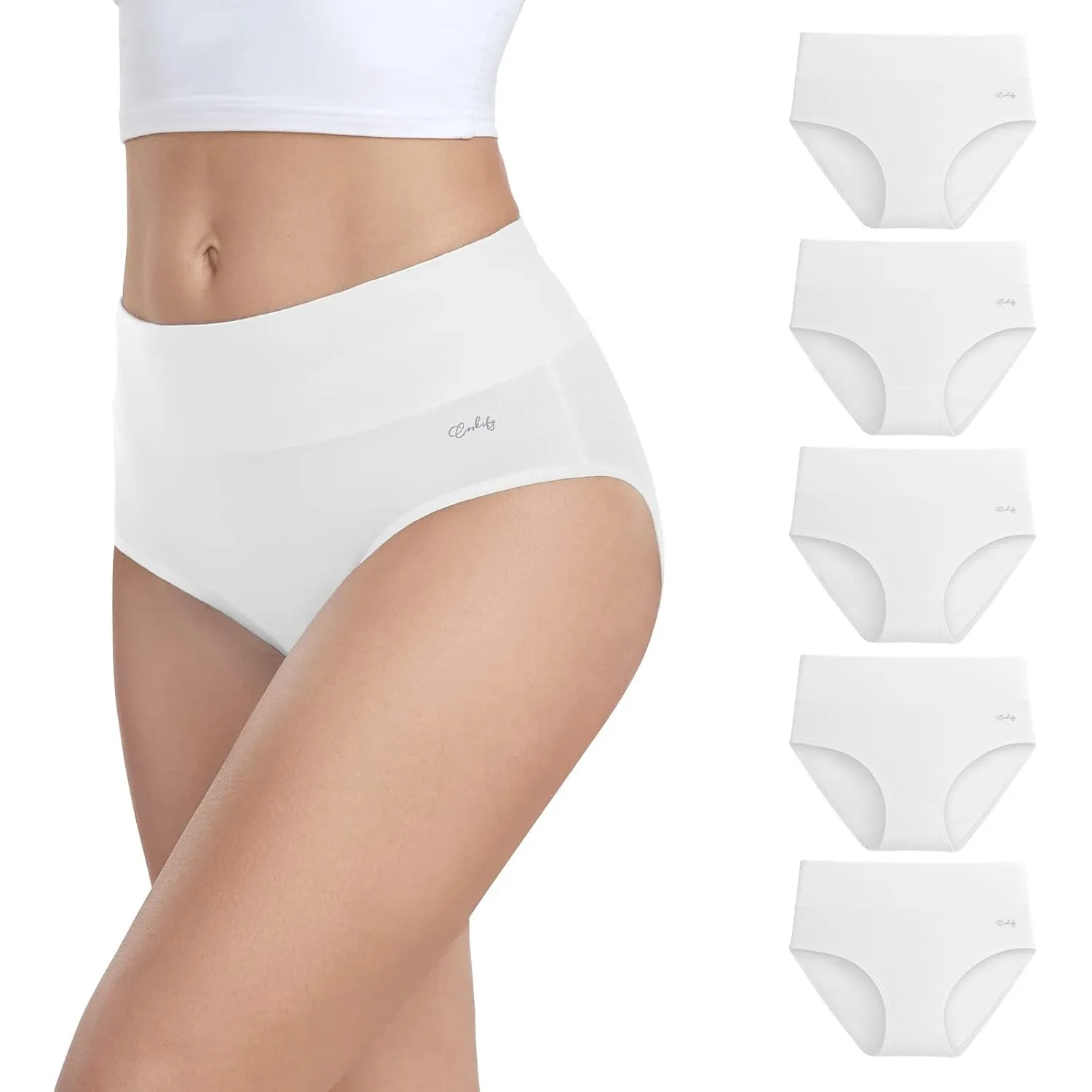 anqier Unterhosen Damen 5er Pack Stretch Baumwolle Hohe Taille Slips Damen