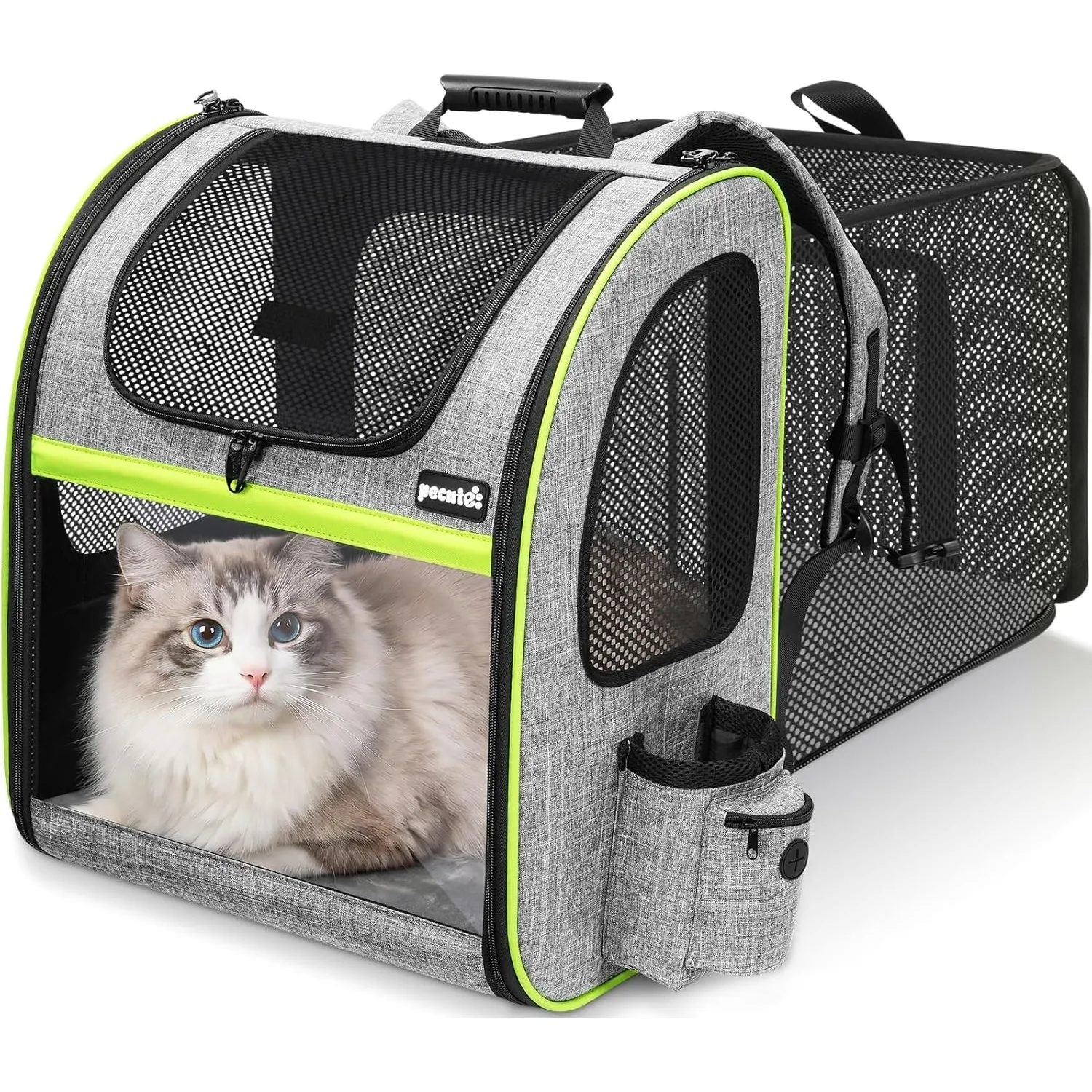 pecute Hunderucksack Erweiterbar XL für 6-10 kg, Faltbar Katzenrucksack Katzen mit Anti-offener Reißverschluss, Rucksac…