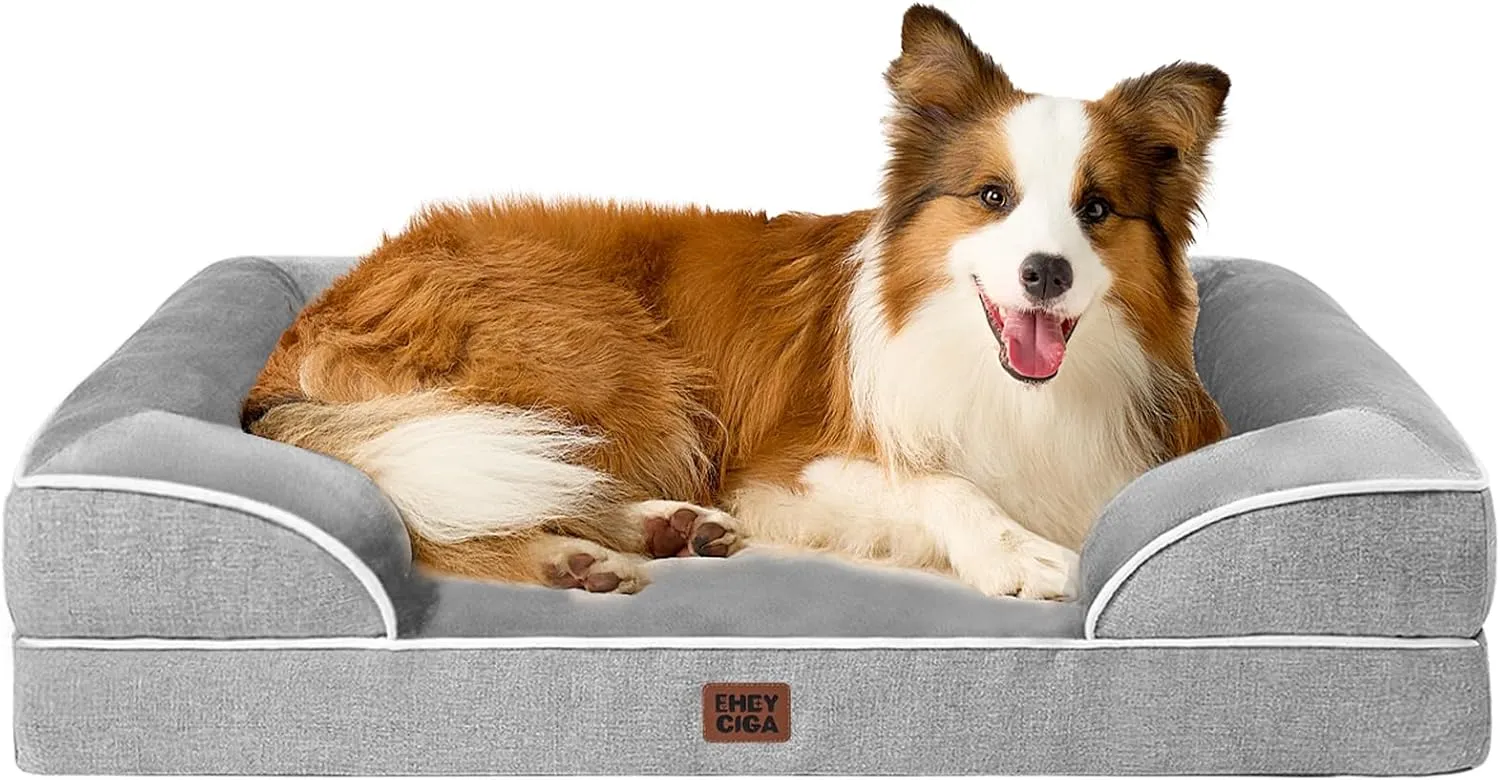 EHEYCIGA Orthopädisches Hundebett Grosse Hunde, 104x69cm, Memory Foam Hundekorb Mittelgroße Hunde, Waschbar Hundesofa W…