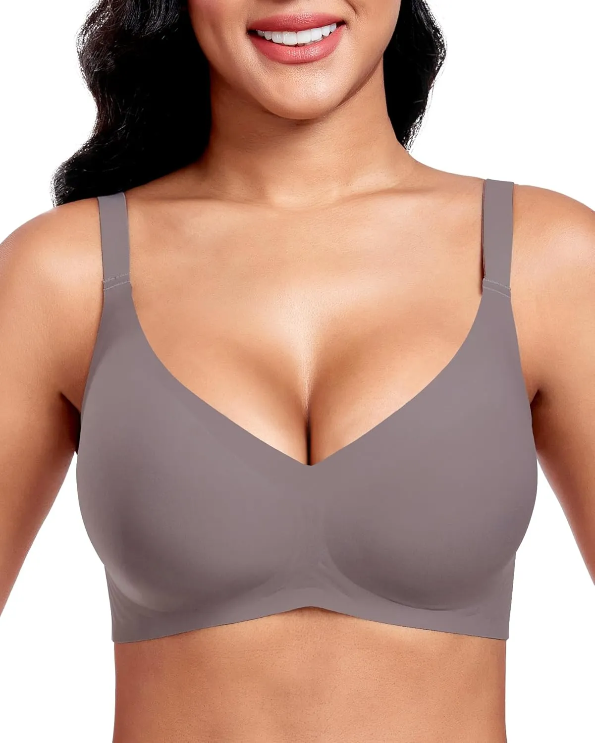 Vinfact Seamless Bra Women's Without Underwire Push Up Bra Women's Large Breasts Strong Hold V-Neck Non-Wired Seamless …