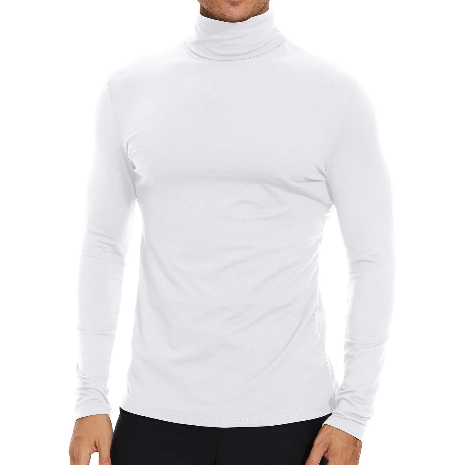 SIMIYA Herren Rollkragen Basic Männer Langarmshirt Slim Fit Innenfleece