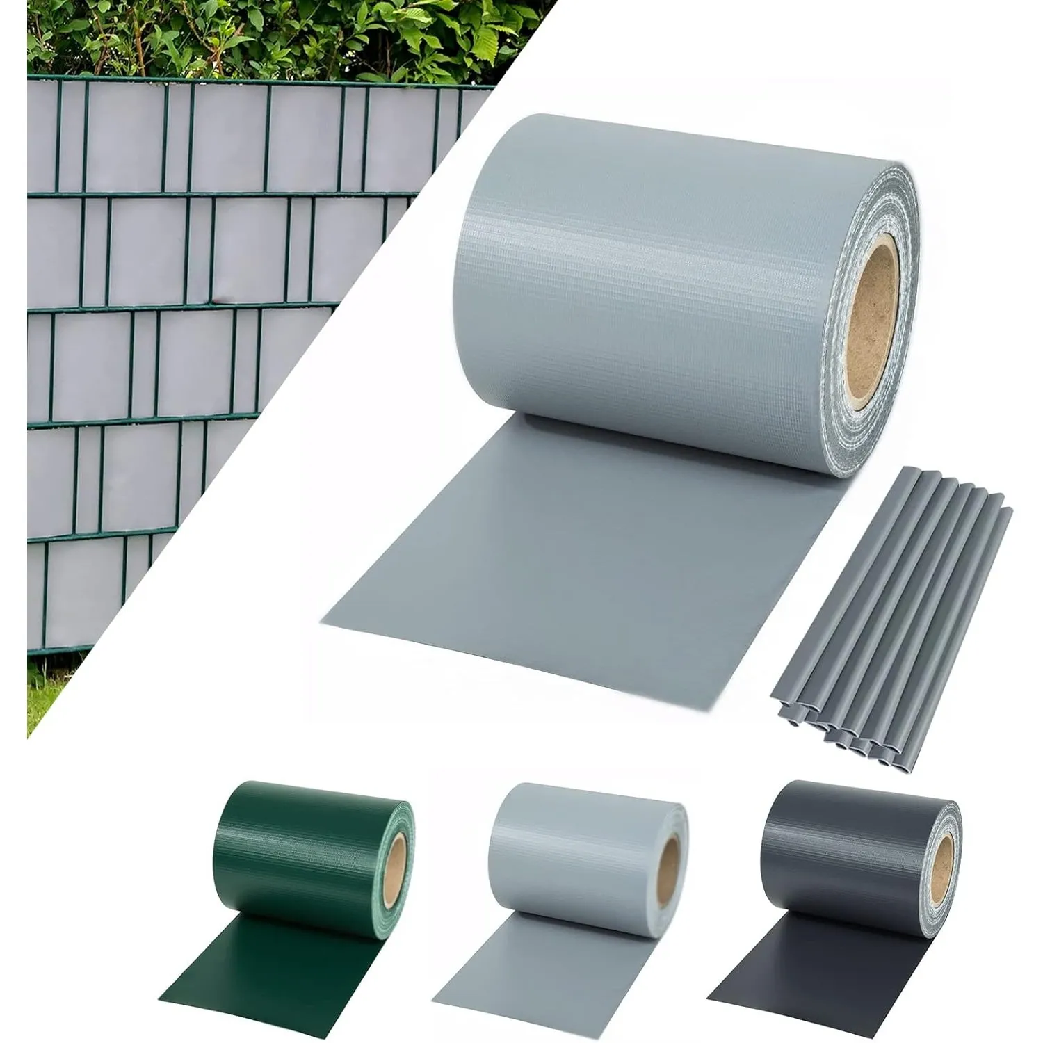 Sichtschutzstreifen Zaun 50 m x 19 cm inkl.30 Clips, Sichtschutz Zaunfolie PVC Sichtschutzstreifen Doppelstabmatten für…