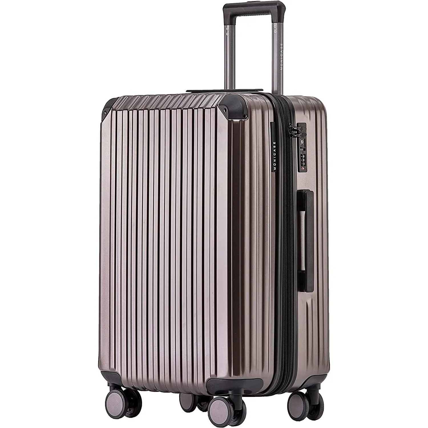 Münicase M816 TSA-Schloss Koffer Reisekoffer Trolley Kofferset Hardschale Boardcase (Coffee, Großer Koffer)