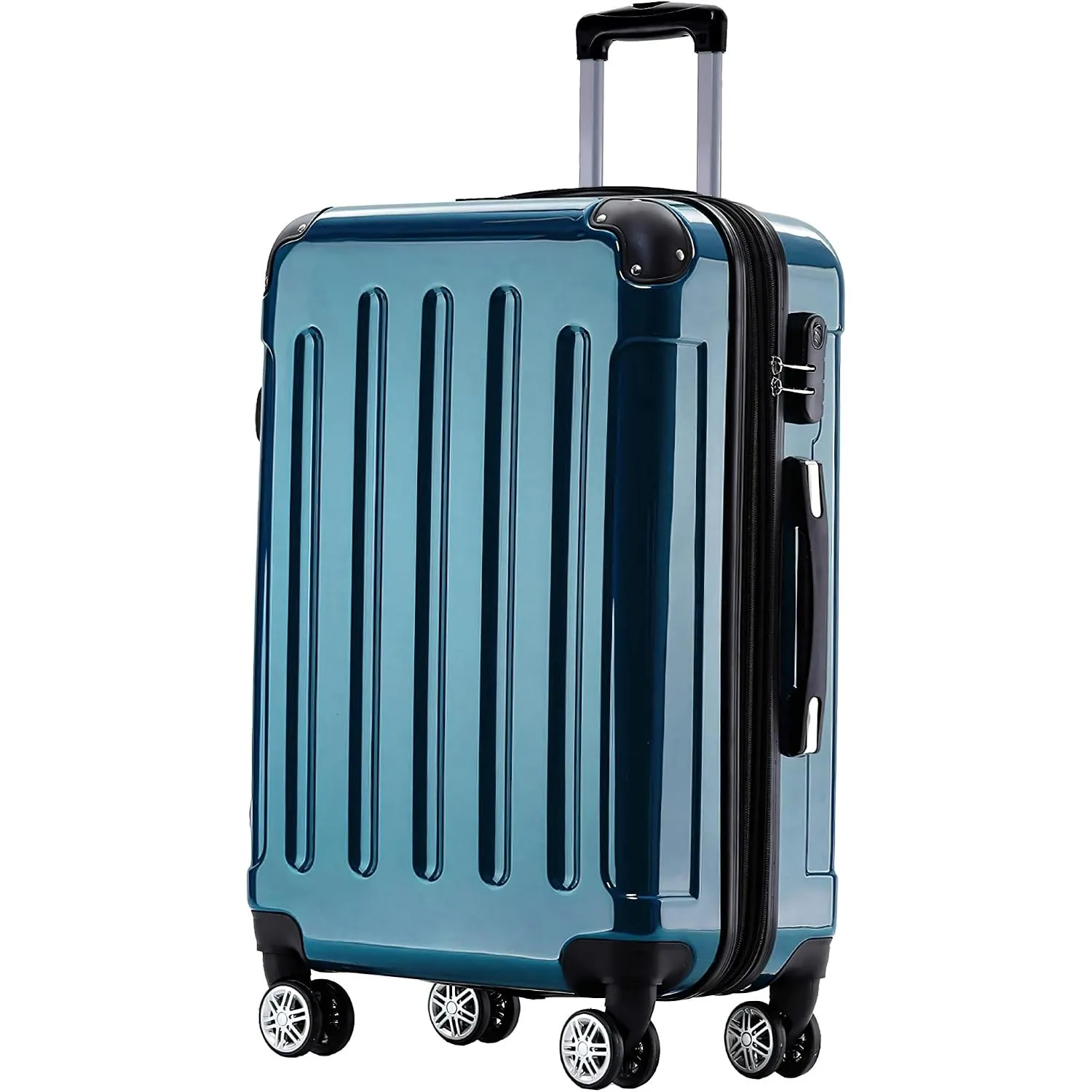 BEIBYE Hartschalen Koffer Trolley Rollkoffer Reisekoffer 4 Zwillingsrollen Polycabonat (Pale Green, 66cm - 70L)