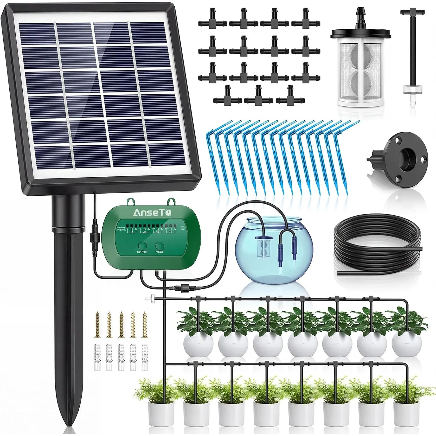 Solar Bewässerungssystem für Balkon Garten Gewächshäuser Automatische Bewässerungssystem Bewässerungscomputer für Pflan…