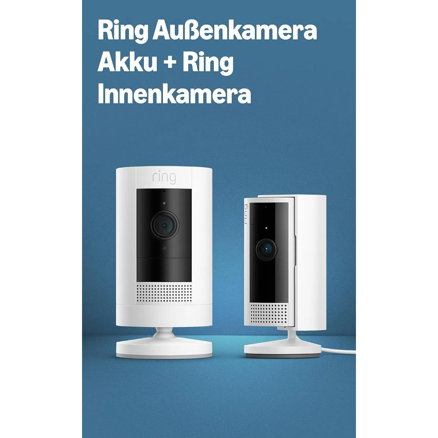Ring Außenkamera Akku (Stick Up Cam) mit Ring Innenkamera