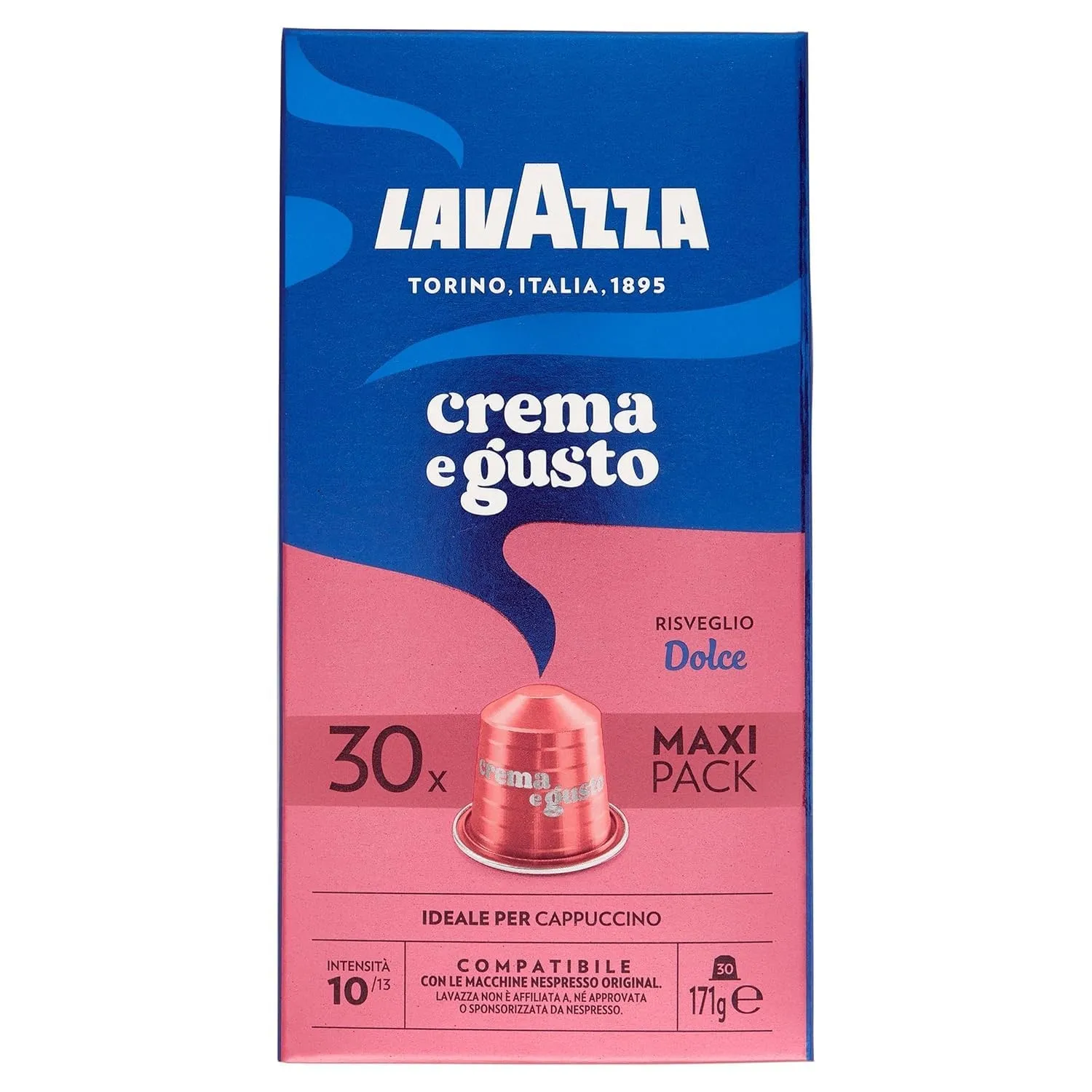 Lavazza, Crema e Gusto Dolce, 30 Kaffeekapseln Nespresso Kompatibel, mit Noten von Nüssen und Kakao, Arabica und Robust…