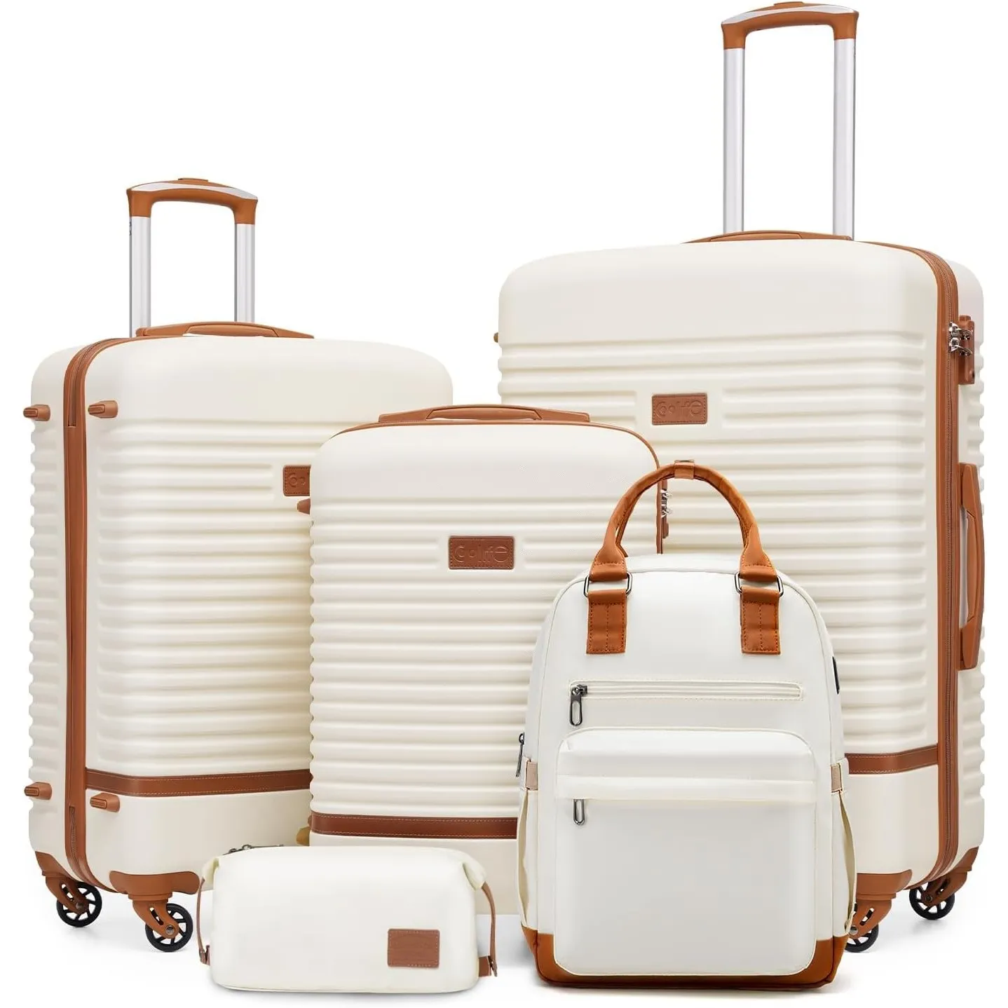 COOLIFE Koffer Set 5tlg, Reisekoffer Set mit Reiserucksack & Kulturbeutel