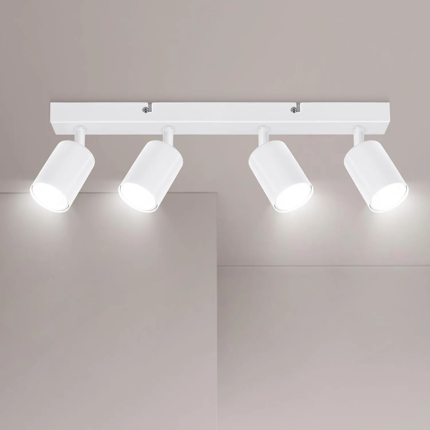 Ketom Deckenstrahler 4 Flammig - GU10 Deckenstrahler LED Weiß - Modern Deckenlampe Strahler - 43cm/17inch, Ohne Leuchtm…