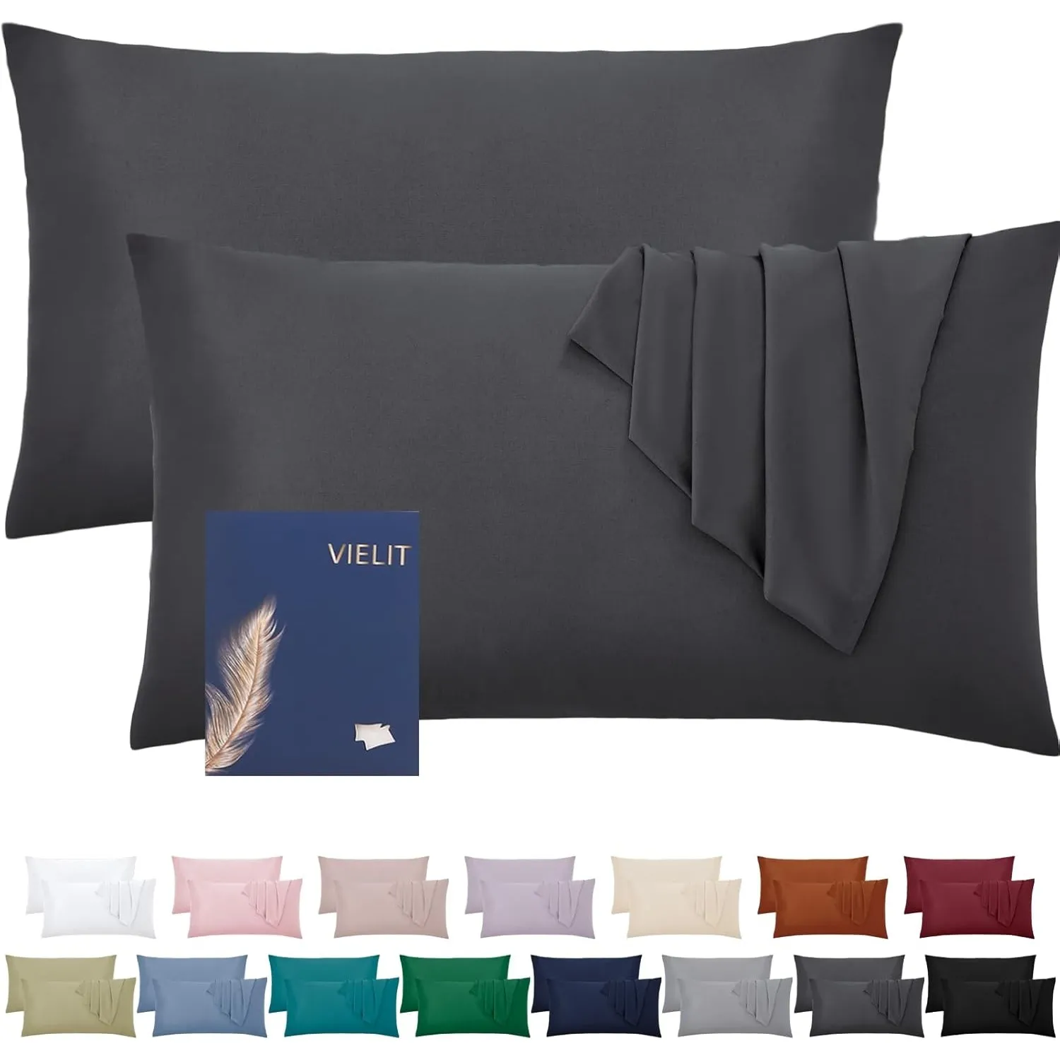 Vielit Kissenbezug 40 x 80 Anthrazit Weich Kopfkissenbezug 40x80 2er Set Mikrofaser Kissenbezüge 40x80 Kissenhülle Für …