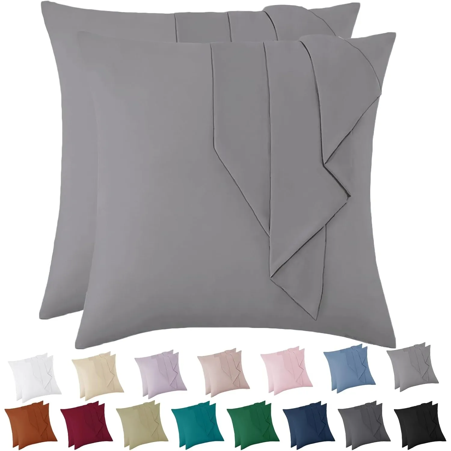 Vielit Premiun Weicher Kissenbezug 80x80 cm 2er Set Kopfkissenbezug 80x80 cm mit Reißverschluss Öko Zertifikat Kissenhü…