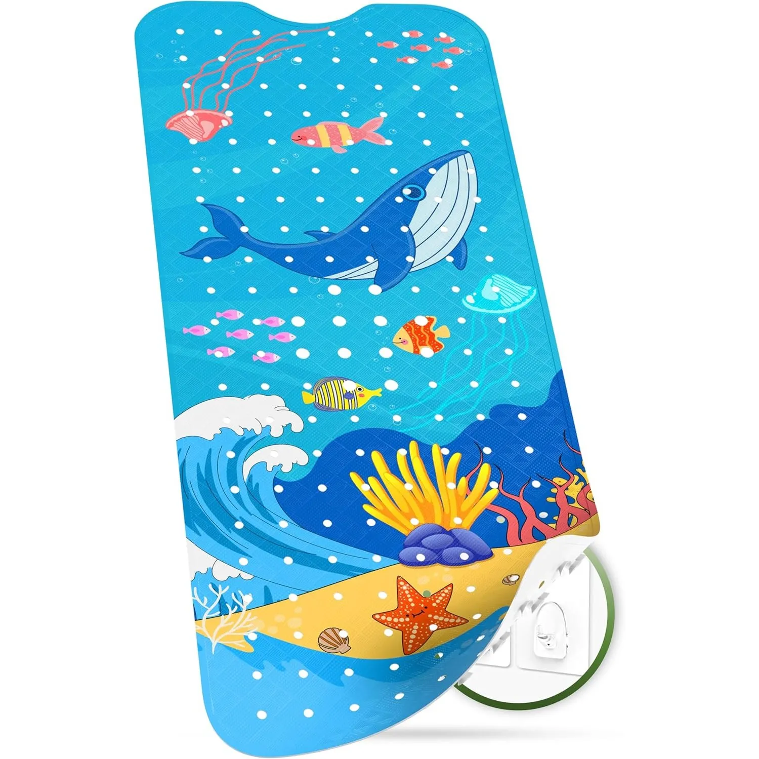 SilverRack Kinder Badewannenmatte 100x40 cm (Wal Welle Motiv) - Antirutschmatte Badewanne BPA frei für Kinder und Babys…