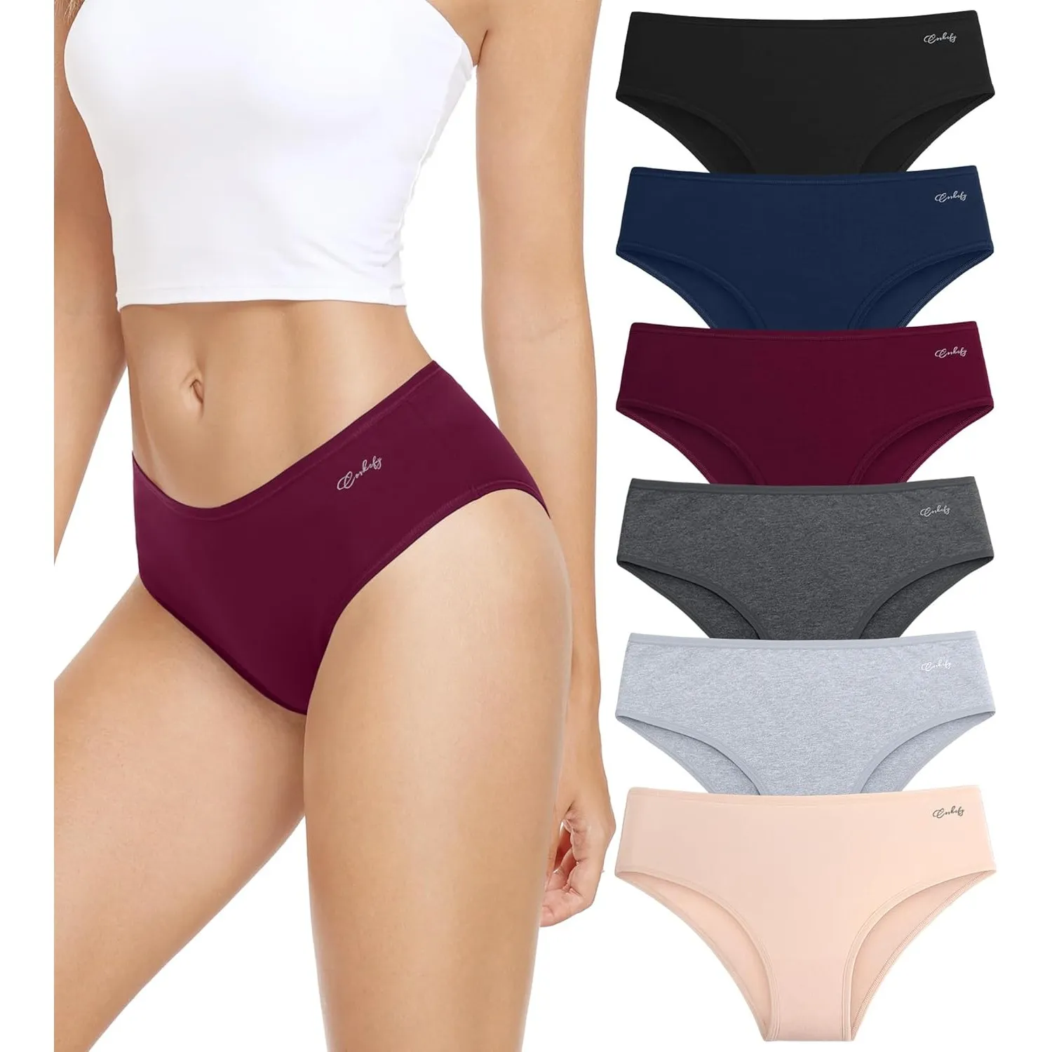 Anqier Unterhosen Damen, 6er Pack Baumwolle Panties Atmungsaktiv Slips Damen Bequeme Hipster Frauen Unterwäsche