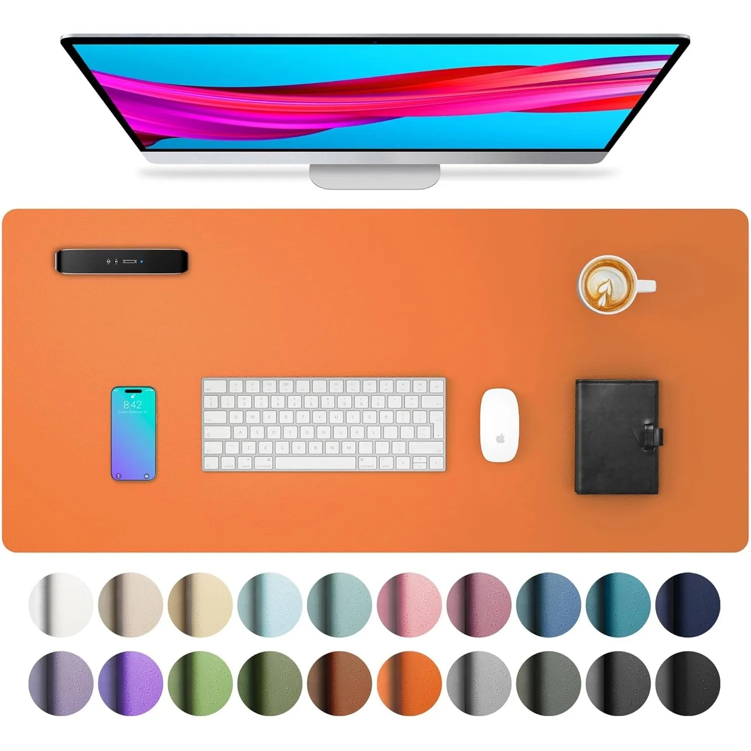 Aothia Schreibtischunterlage,Mauspad mit Leder und Rutchfeste Wildleder,Multifunktionales Office Mousepad Laptop Schrei…