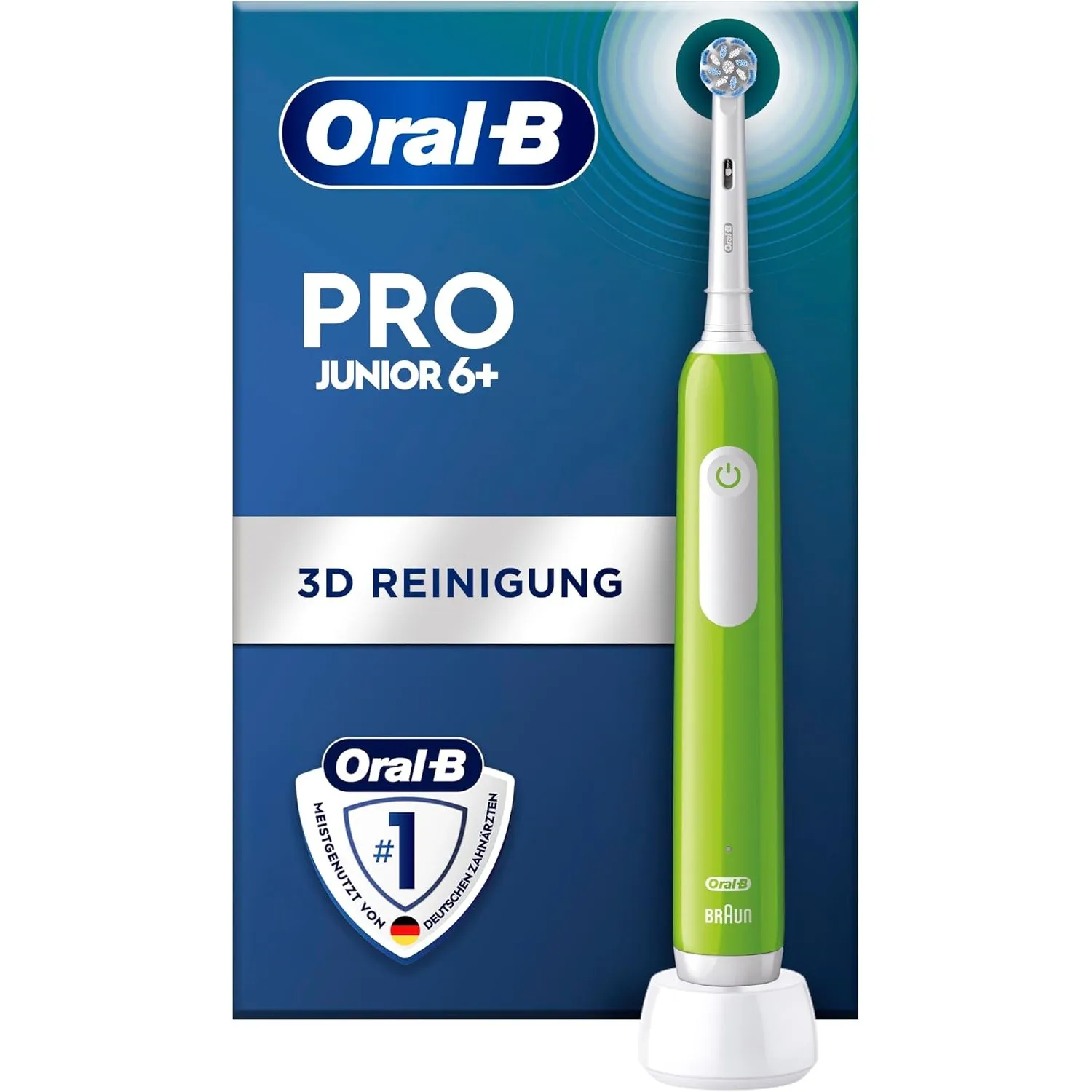 Oral-B Pro Junior Elektrische Zahnbürste für Kinder, Grün
