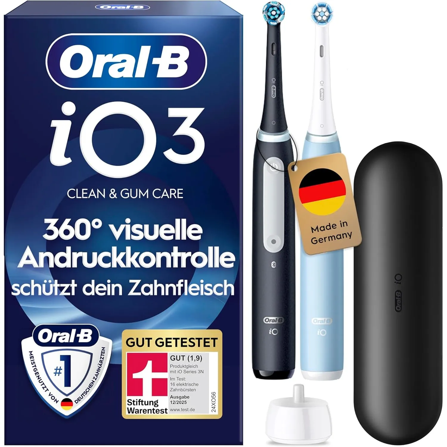 Oral-B iO Series 3 Elektrische Zahnbürste, Doppelpack, Schwarz/Blau