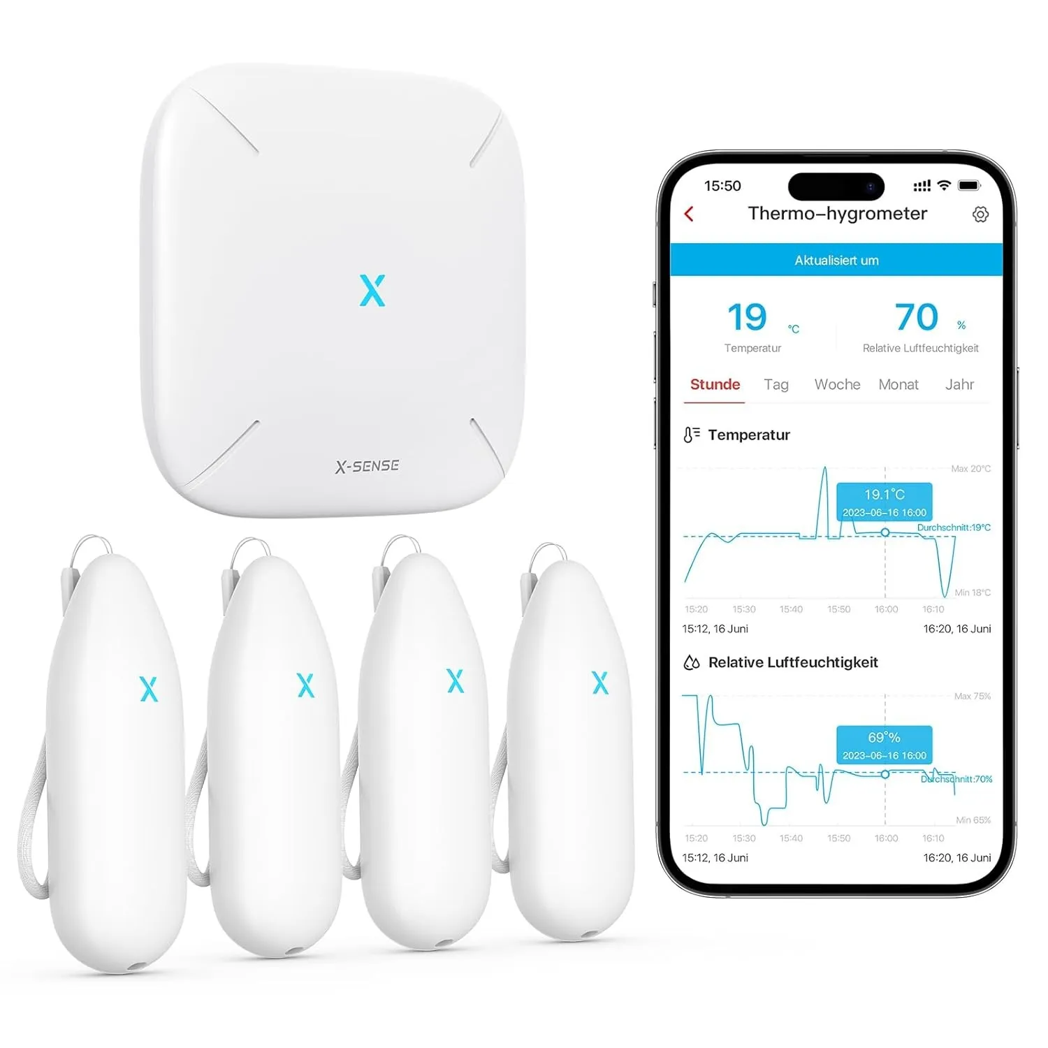 X-Sense WLAN Hygrometer Thermometer Innen, Temperatur- und Luftfeuchtigkeitsüberwachung per App, 500m Reichweite, Koste…