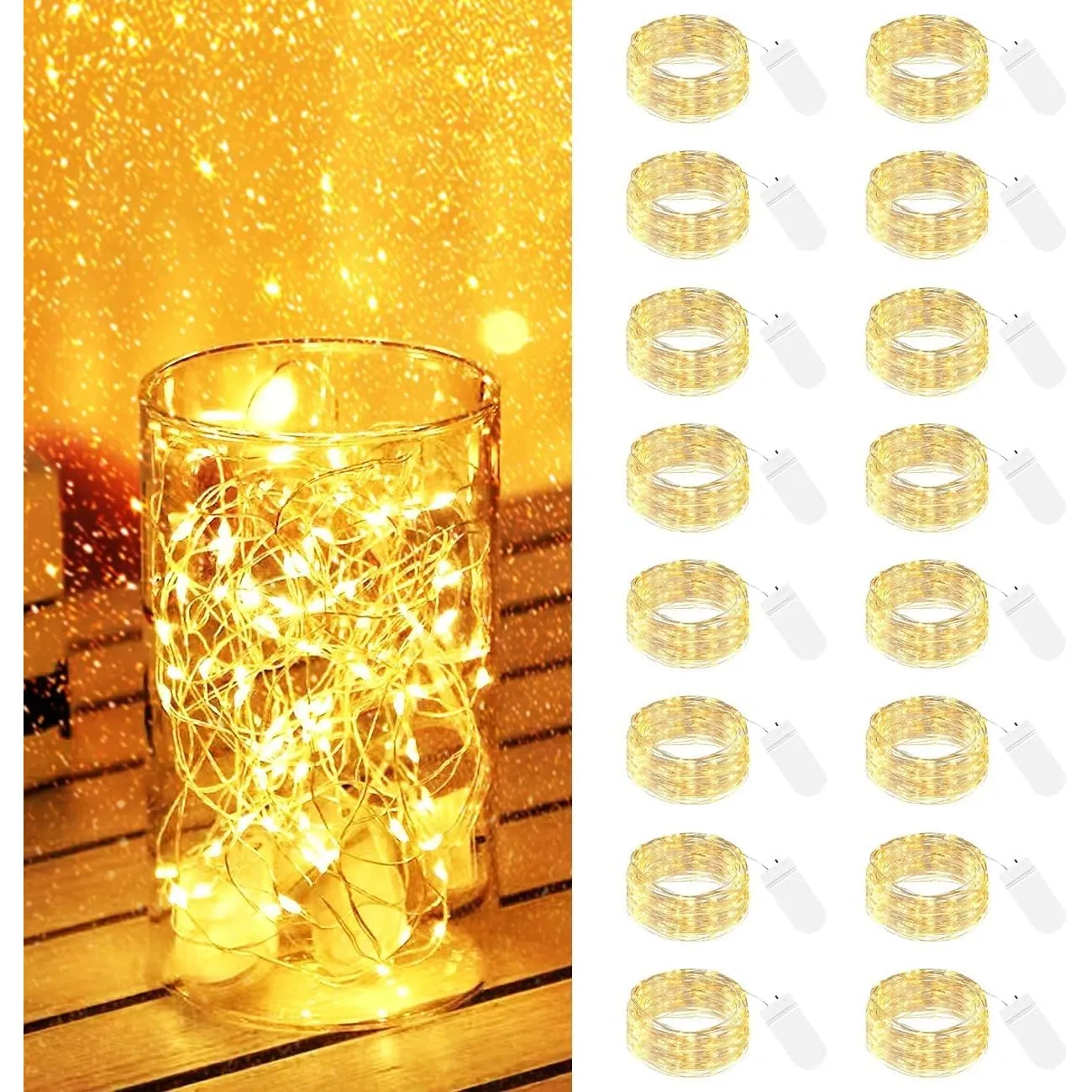 btfarm 16 Stück Lichterkette Batterie mit Klein,2M 20LED Mini Lichterketten