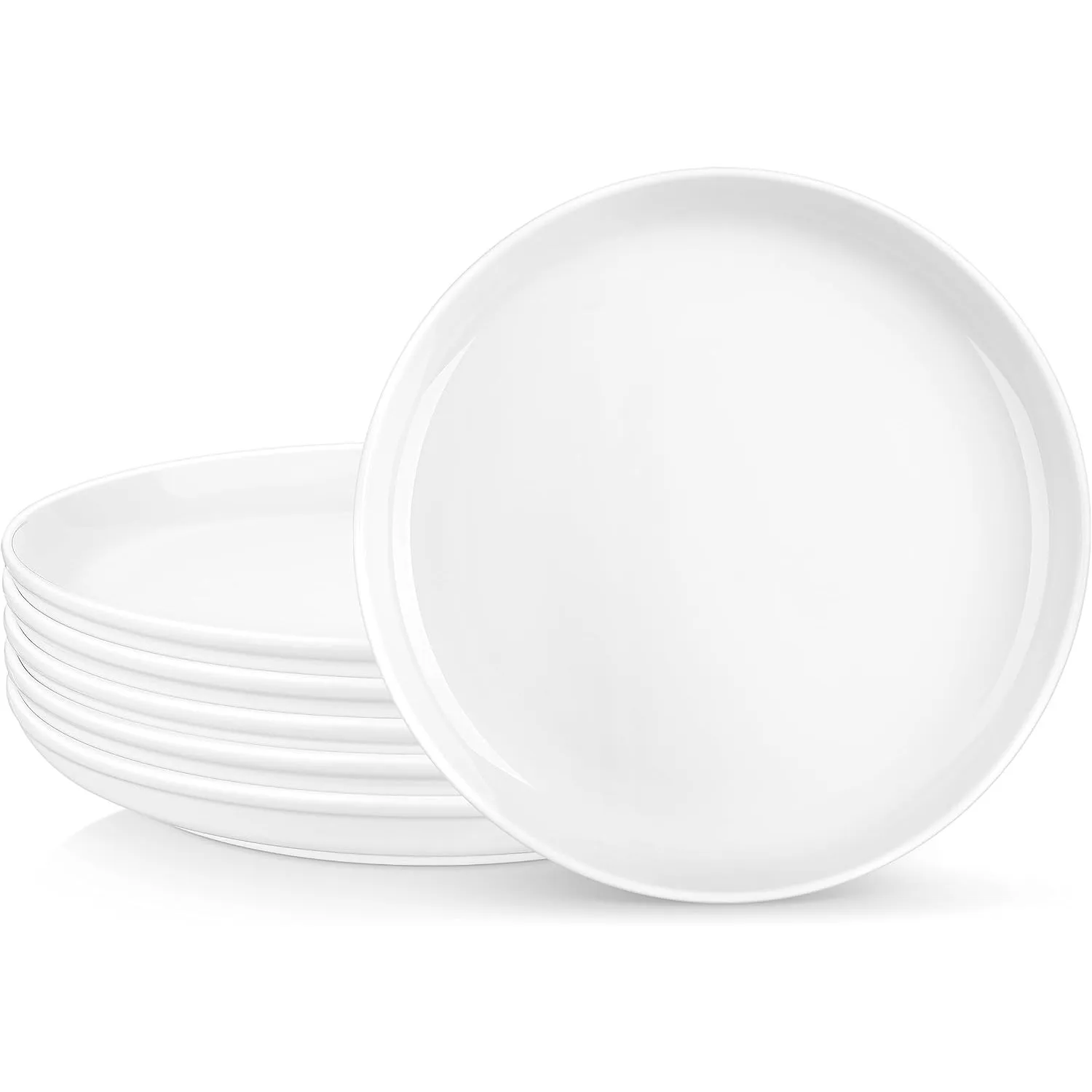 MALACASA Serie REG Dessertteller 6-tlg Porzellan mit erhöhtem Rand Ø21,5 cm