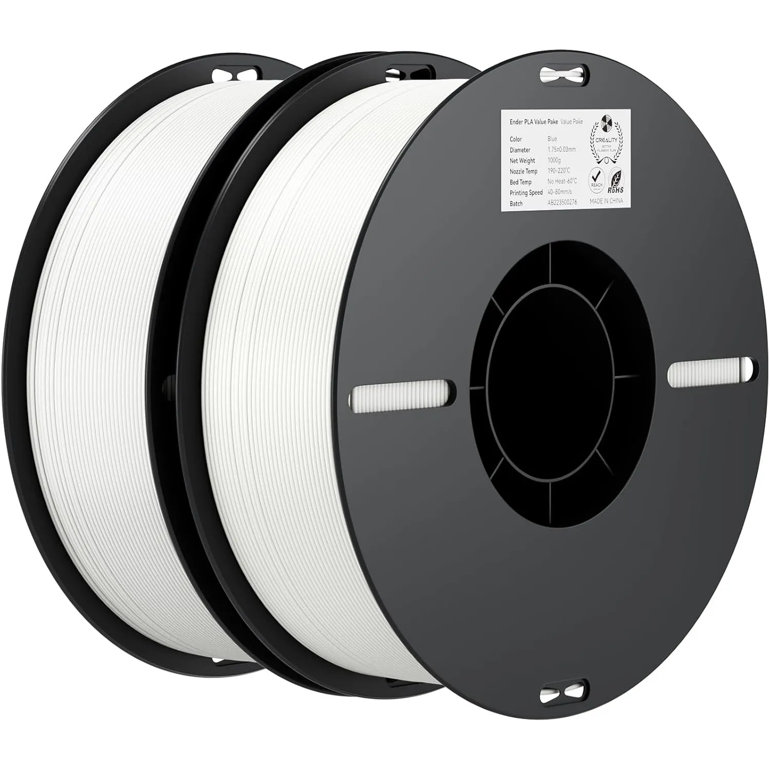 Creality Ender PLA Filament 1,75mm, Weiß, 2er-Pack 1kg Spulen, Maßgenauigkeit ±0,03mm, PLA Filament für 3D-Drucker, kom…