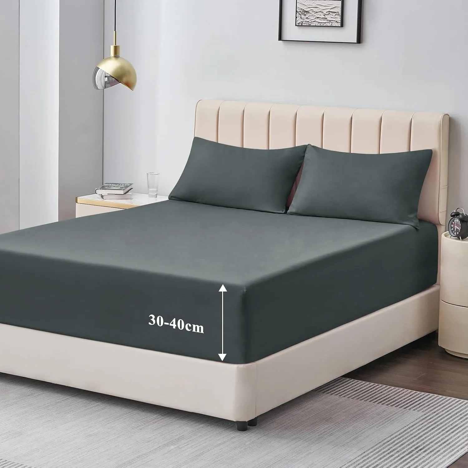 Aisbo Spannbettlaken 140x200cm Bettlaken Boxspringbett - Bett Laken Grau 140x200 aus Premium Mikrofaser, weiches Spannb…