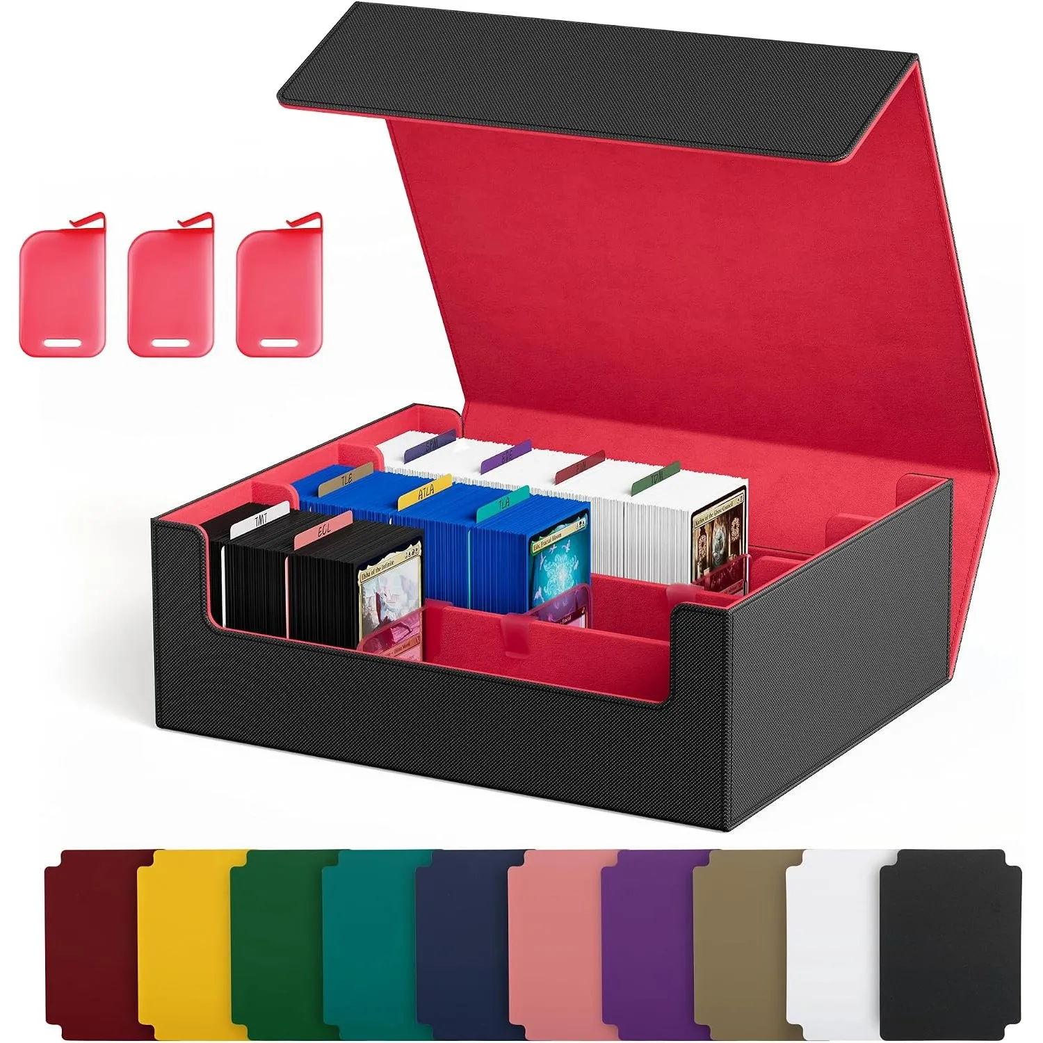 UAONO Sammelkarten-Aufbewahrungsboxen für 1800+ Karten, Premium Magnetic Deck Boxen, Leather Deck Case mit Trennwänden,…