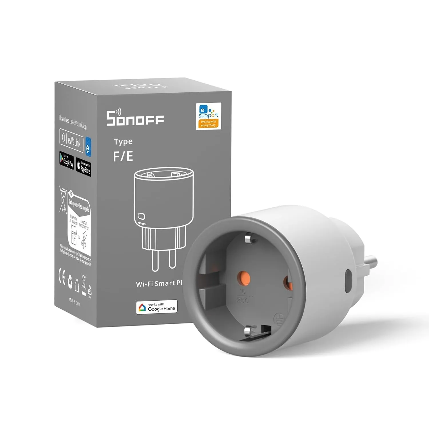 SONOFF S60TPF Smart Wlan Steckdose 16A 4000W, Smart Stecker mit Strommessung, Überlastschutz, Sprachsteuerung, Kompatib…