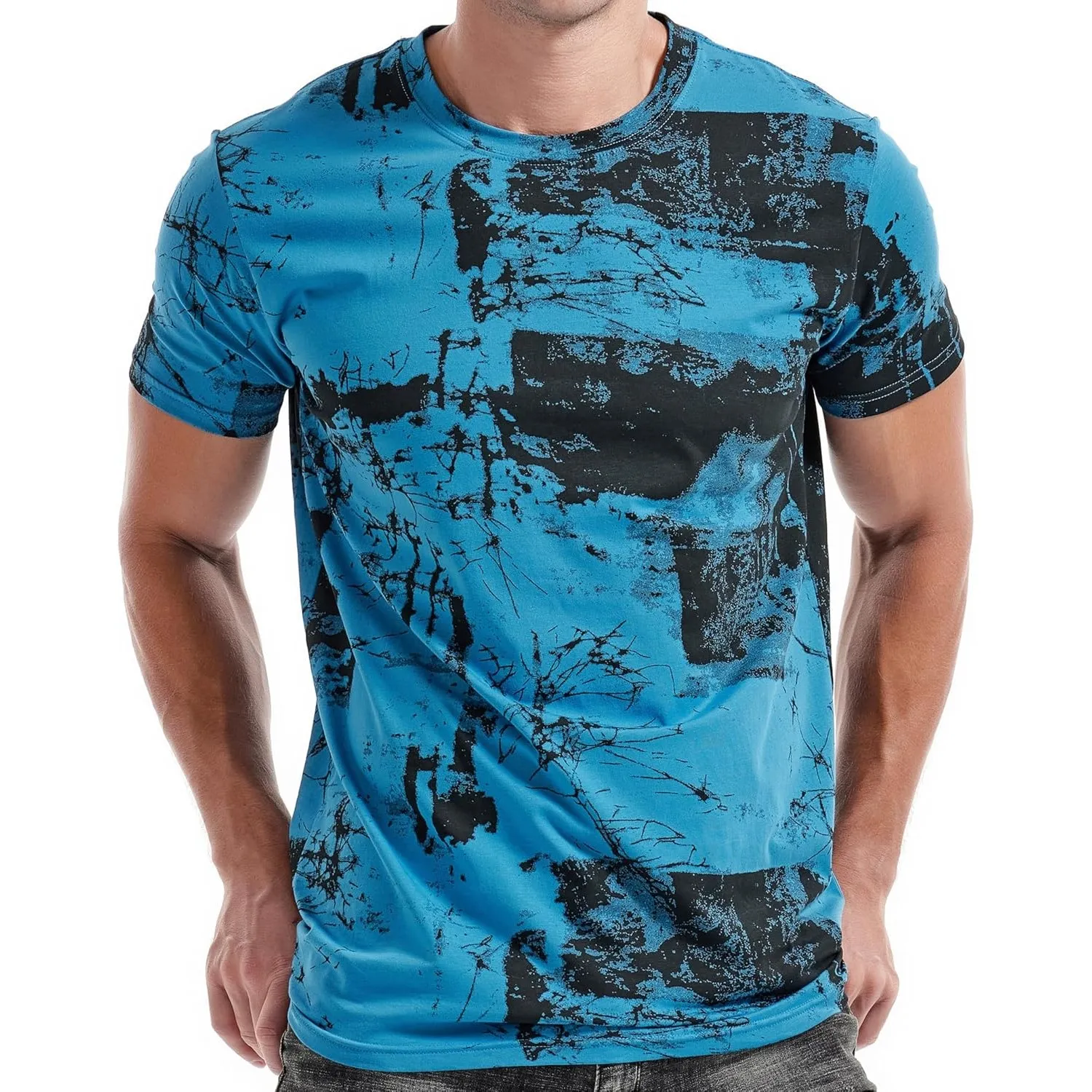 RONOMO Herren T-Shirt 95% Baumwolle 5% Spandex, Mikroelastik, Hautfreundlich