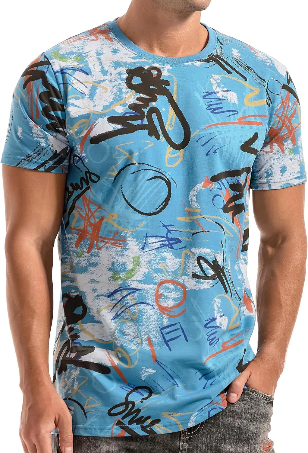 RONOMO Men's T-Shirt, 95% Cotton, 5% Spandex, Microelastic, Skin-friendly