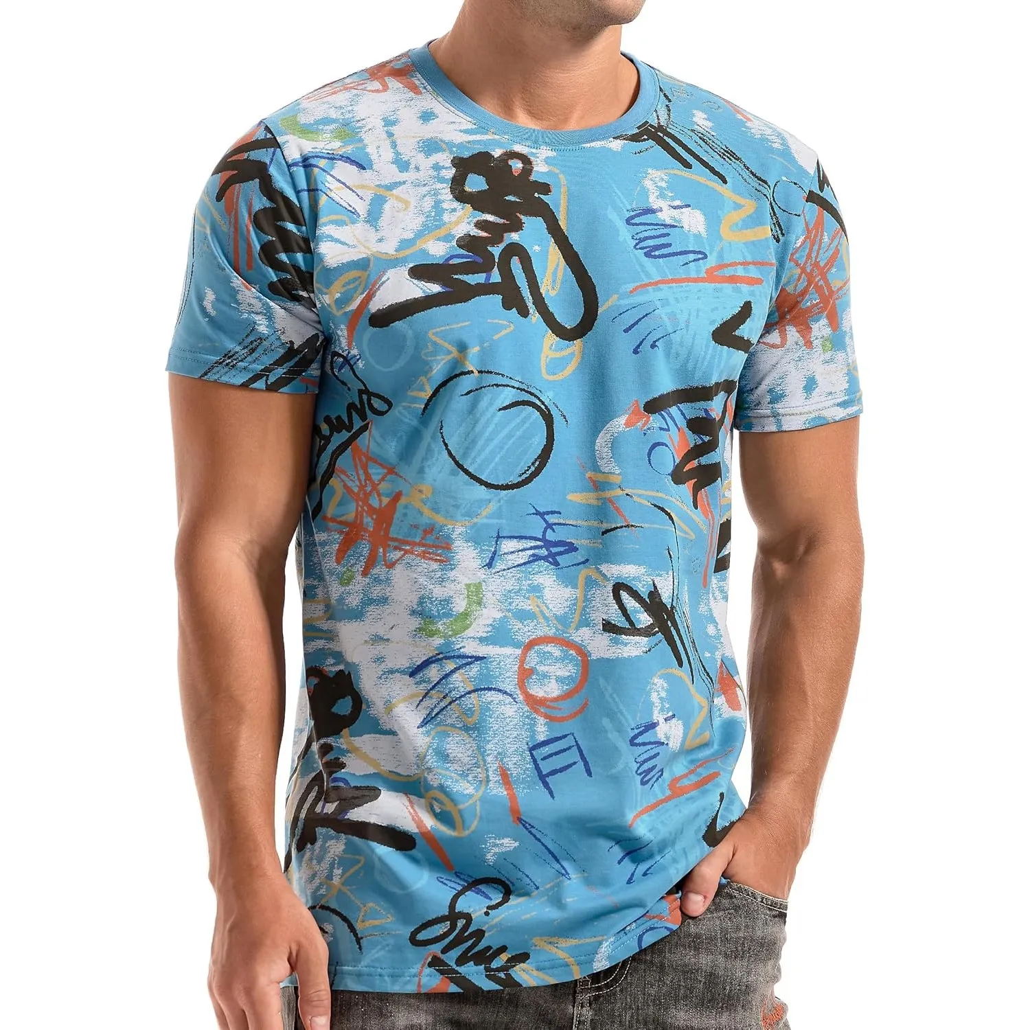 RONOMO Herren T-Shirt 95% Baumwolle 5% Spandex, Mikroelastik, Hautfreundlich