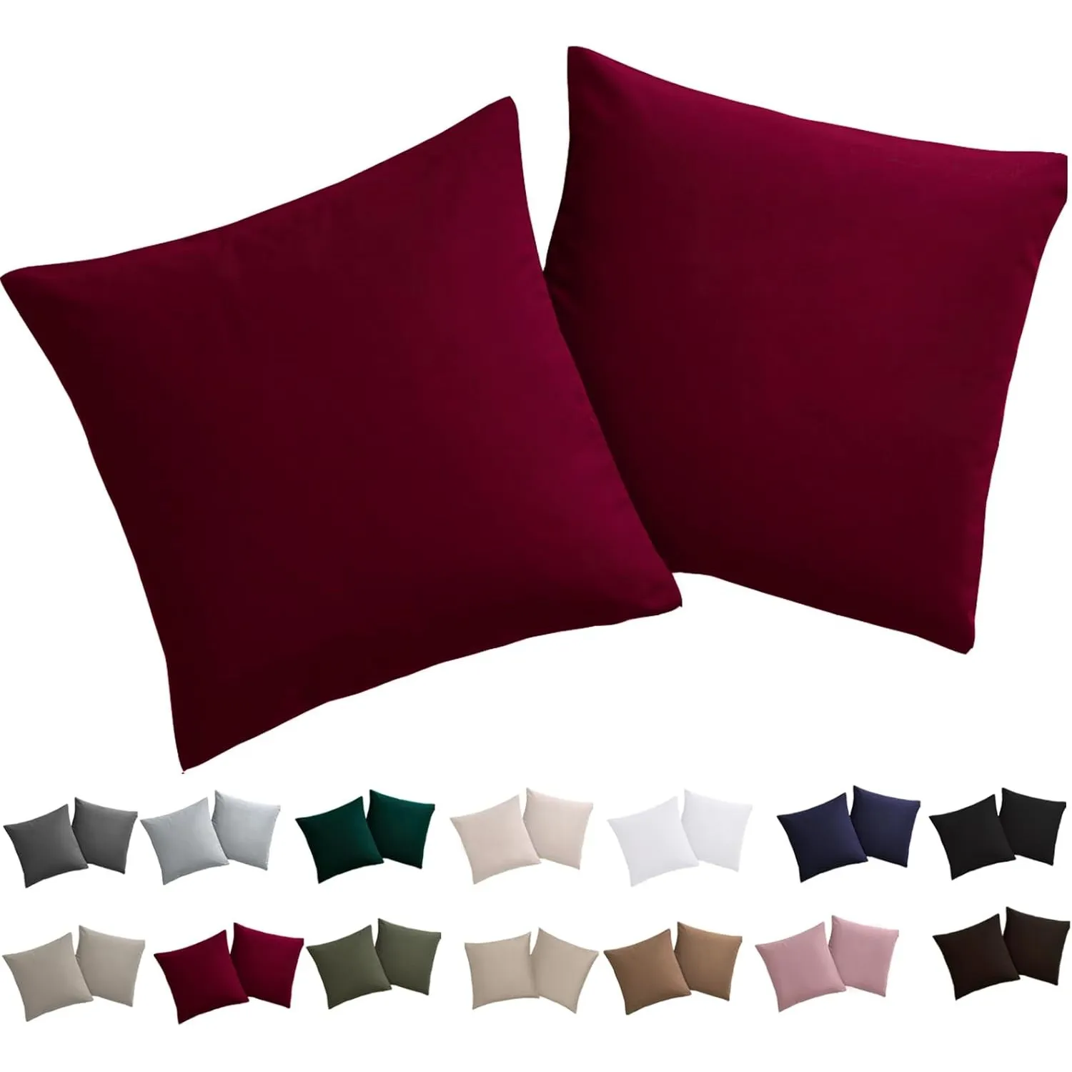 Soifox Kissenbezug 40x40 2er Set - Kopfkissenbezug 40 x 40 Rot 100% Mikrofaser bügelfrei & knitterfrei mit Reißverschlu…