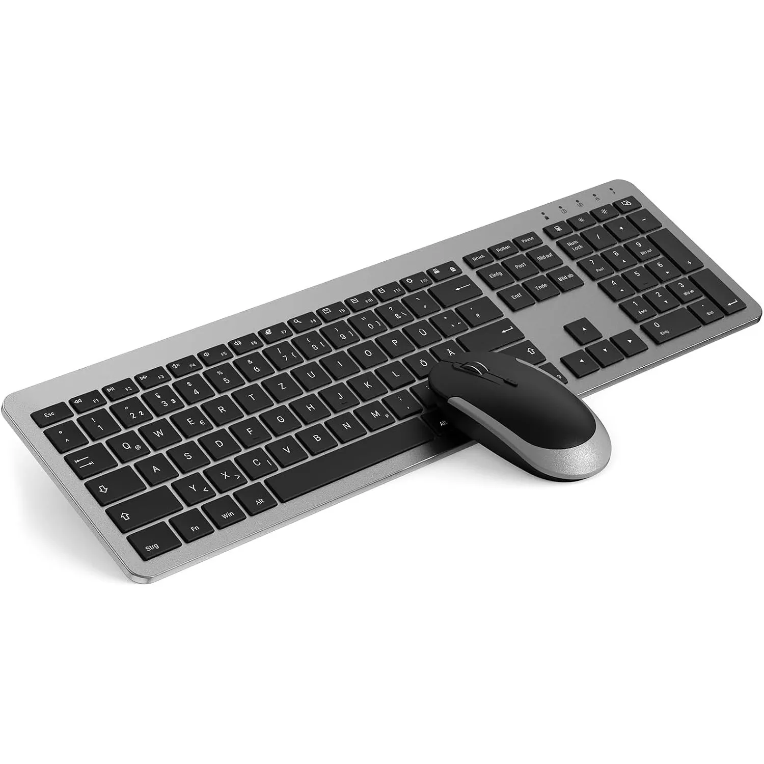 seenda SK38-3 Tastatur Maus Set Kabellos, Ultra-Dünne, Schwarz&Grau