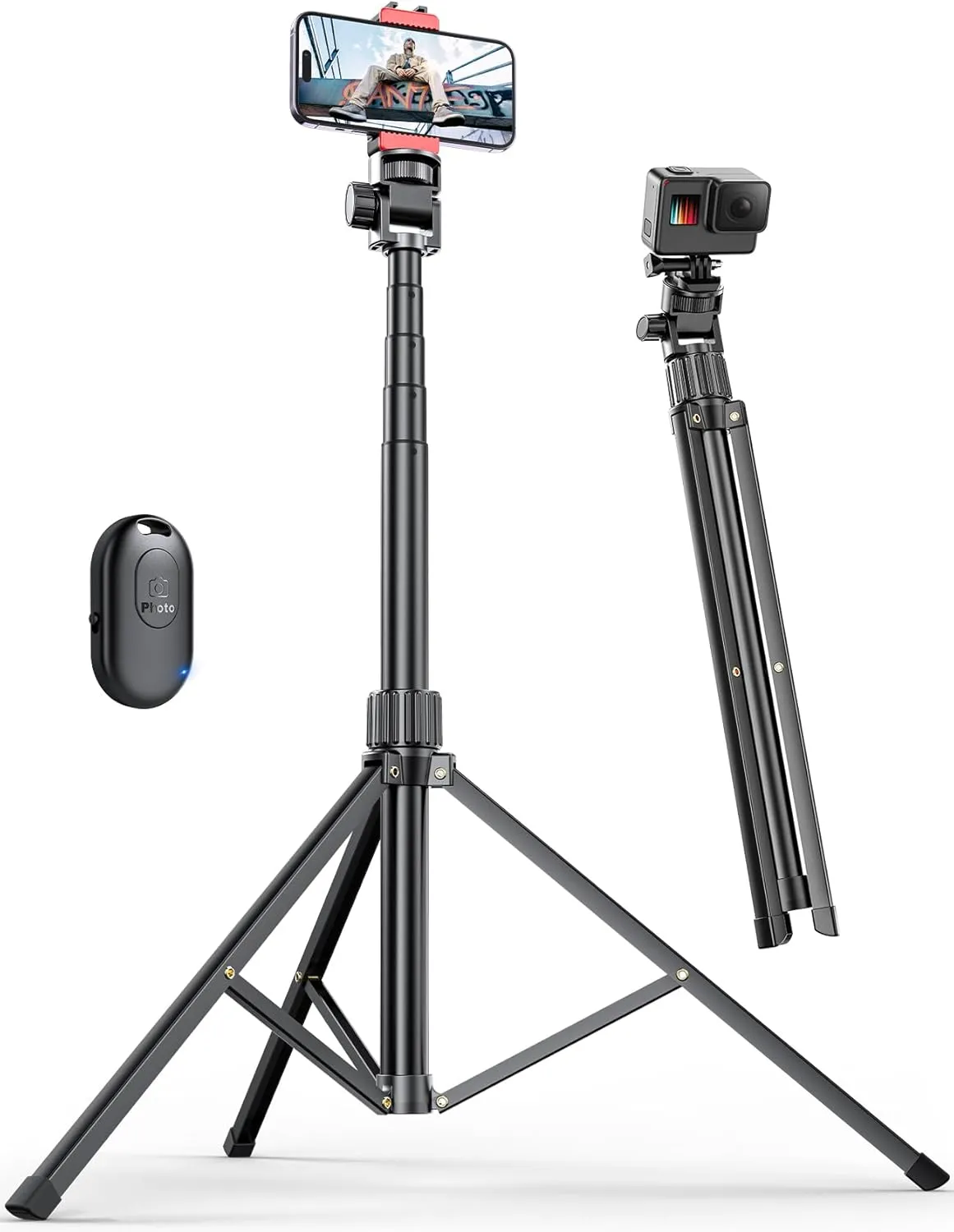 180 cm Mobile Phone Tripod for Smartphone, Sturdy Expandable Aluminium Rods & Larger and Longer Tripod Legs, Mobile Pho…